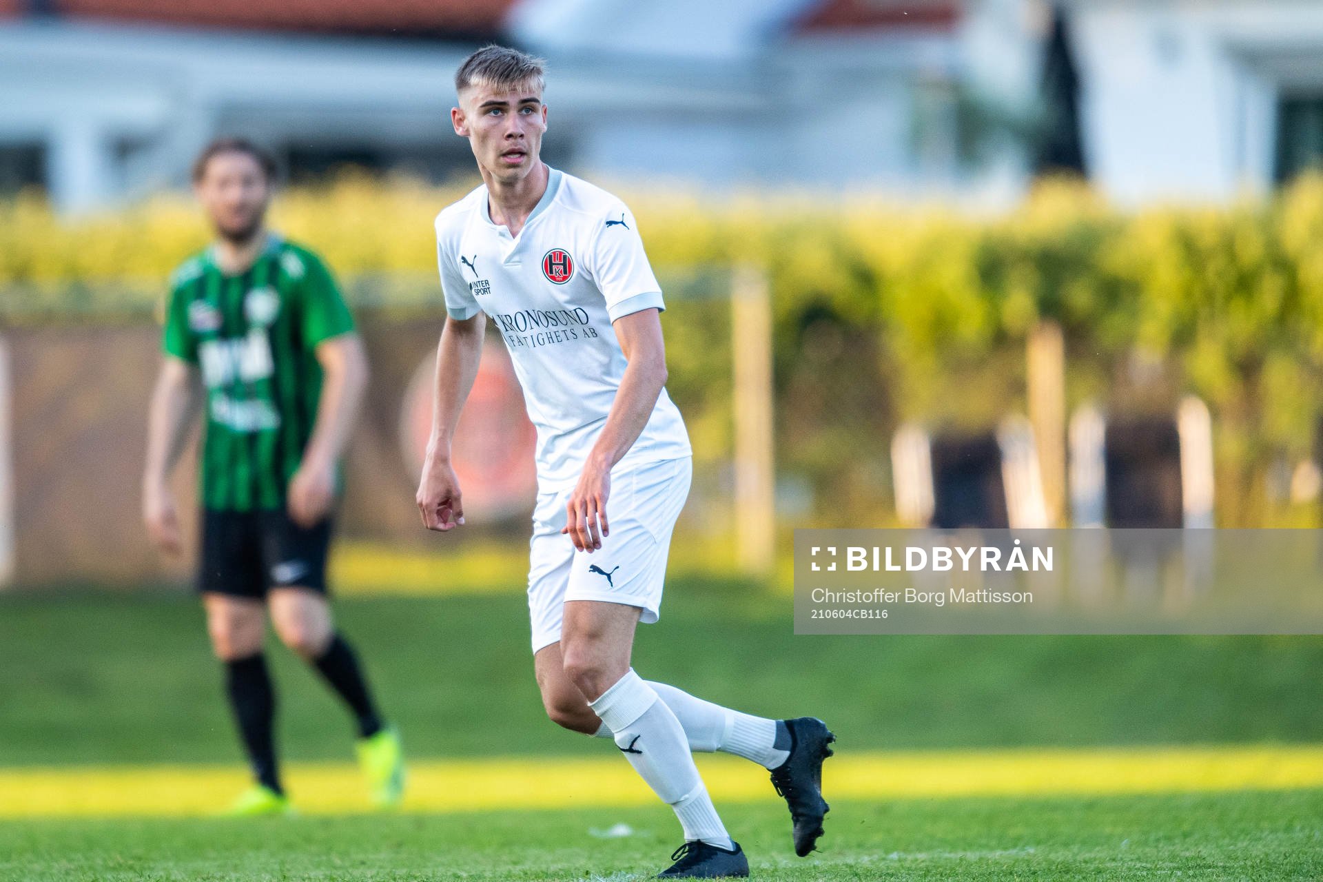Hittarps Oliver Rosendahl under fotbollsmatchen i Division 3 Sydvästra Götaland mellan Hittarp och Högaborg den 4 juni 2021 i Helsingborg.