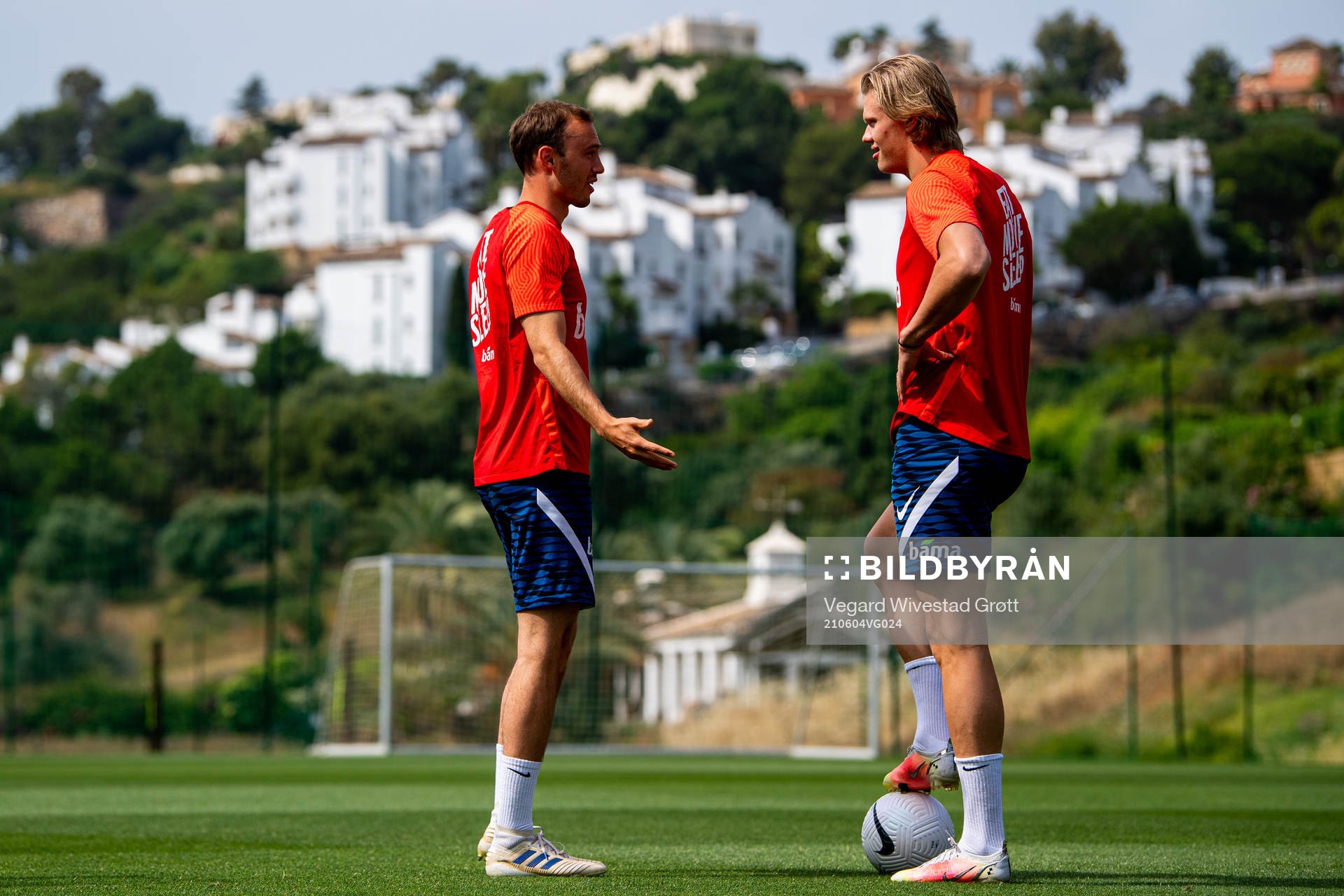 Fredrik Aursnes and Erling Braut Haaland of the Norwegian