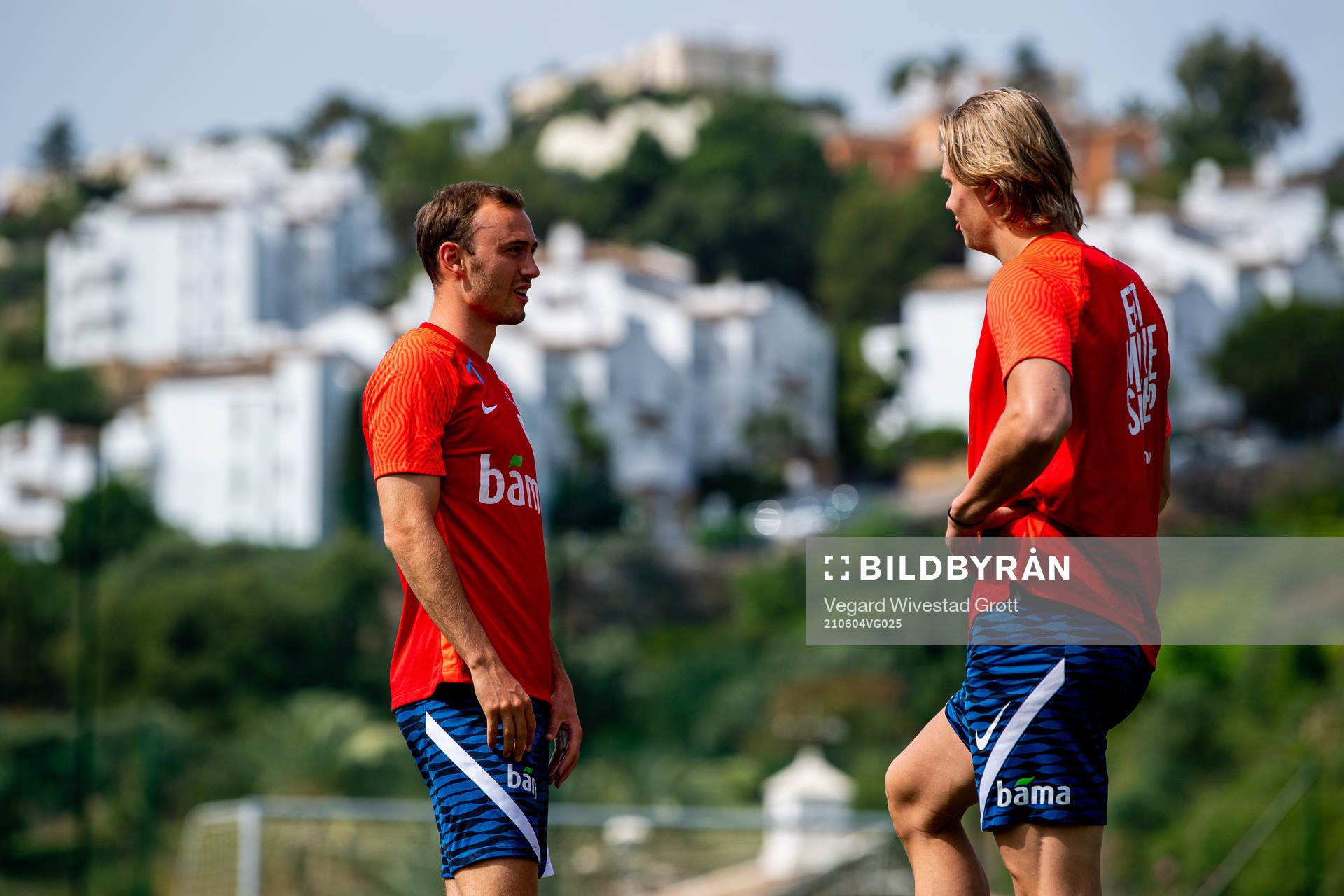 Fredrik Aursnes and Erling Braut Haaland of the Norwegian