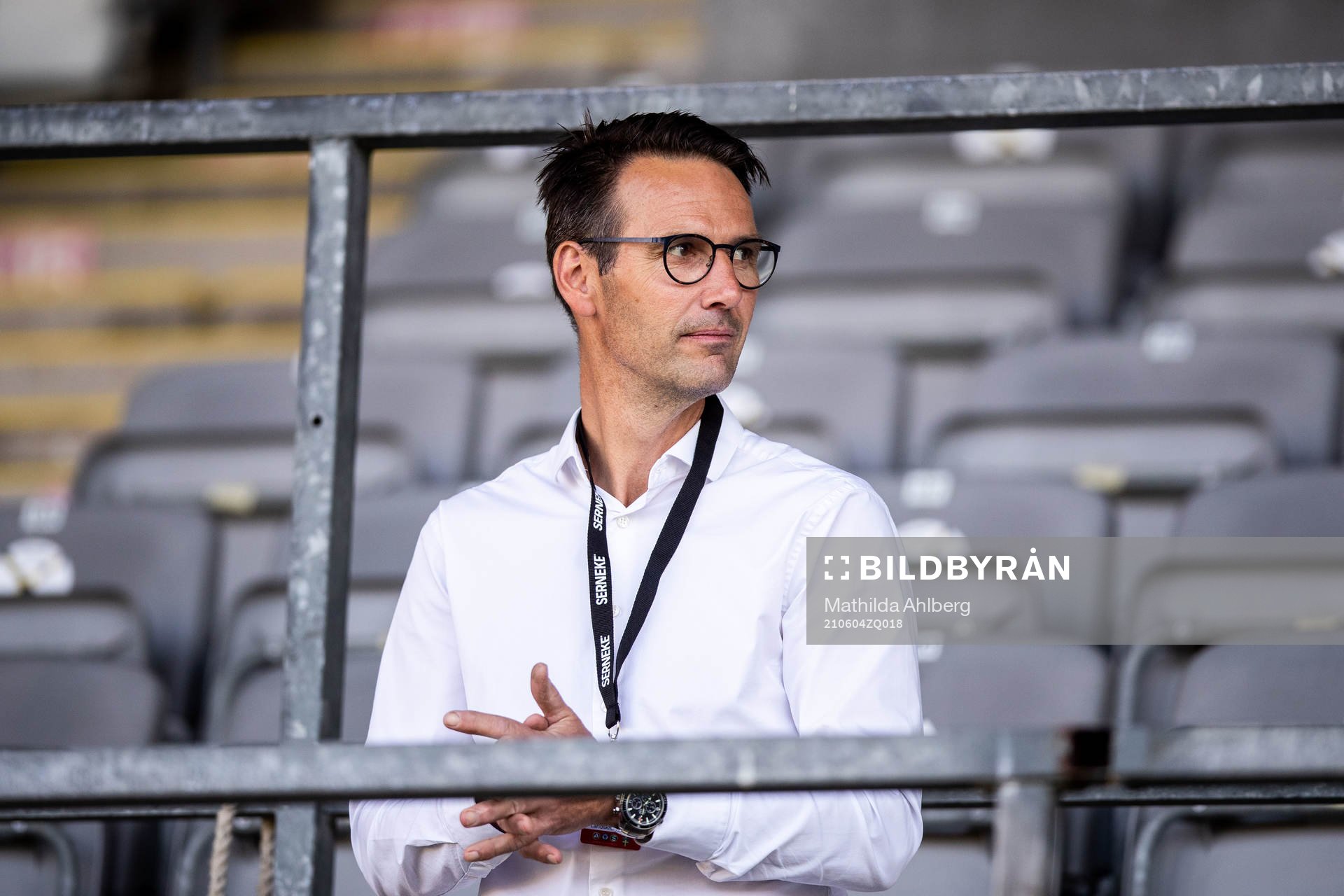 Landskronas ordförande Anders Ekblad på läktaren
