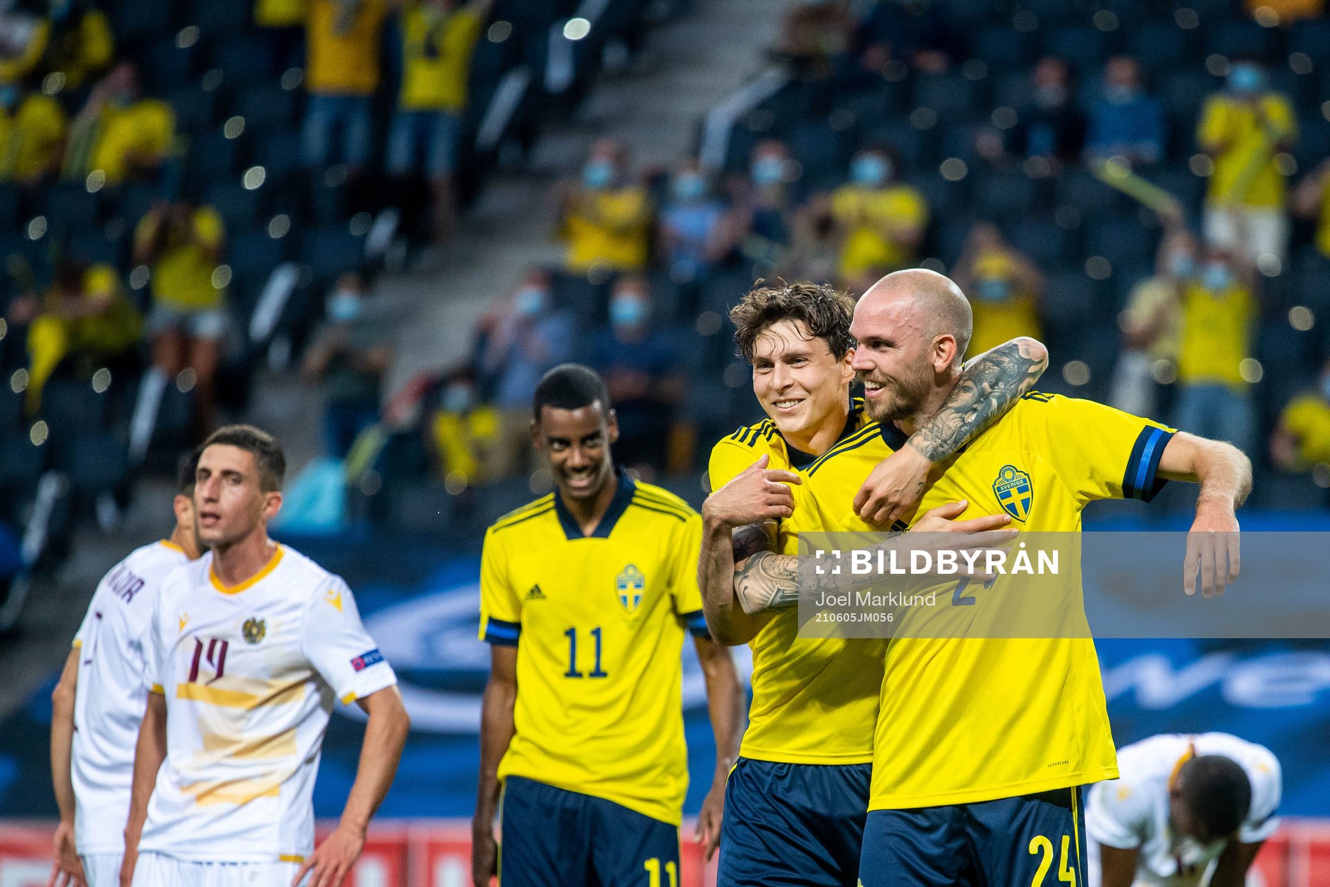 Marcus Danielson of Sweden celebrates 2-0 during the international friendly football match between Sweden and Armenia on June 5, 2021 in Stockholm.