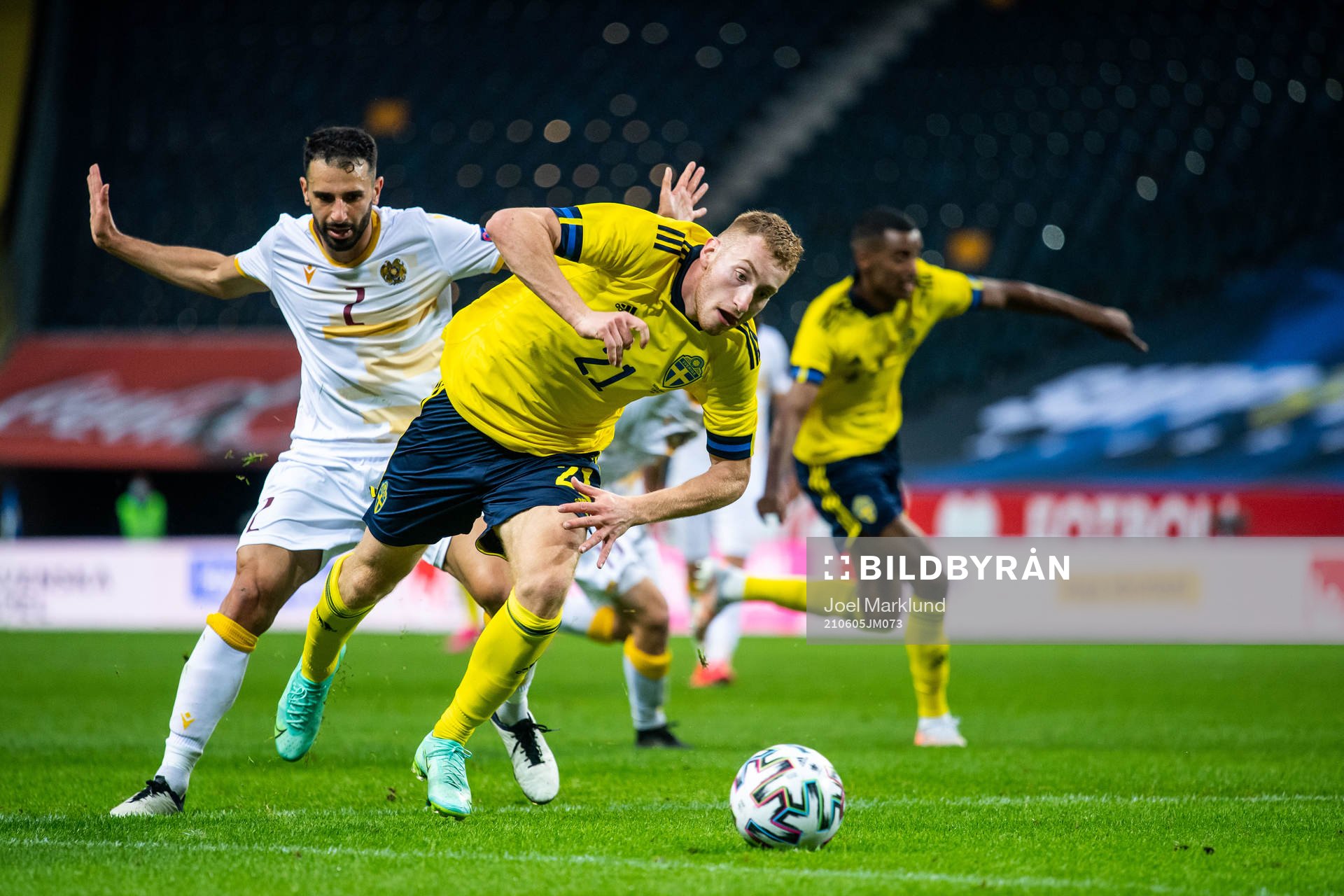 Andre Jack Calisir of Armenia and Dejan Kulusevski of Sweden