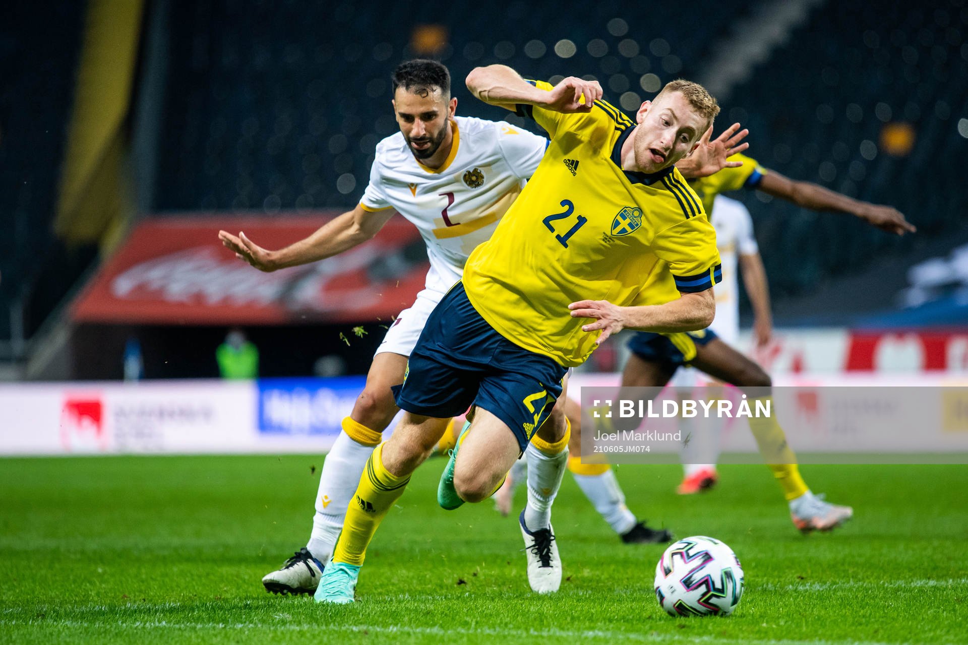 Andre Jack Calisir of Armenia and Dejan Kulusevski of Sweden