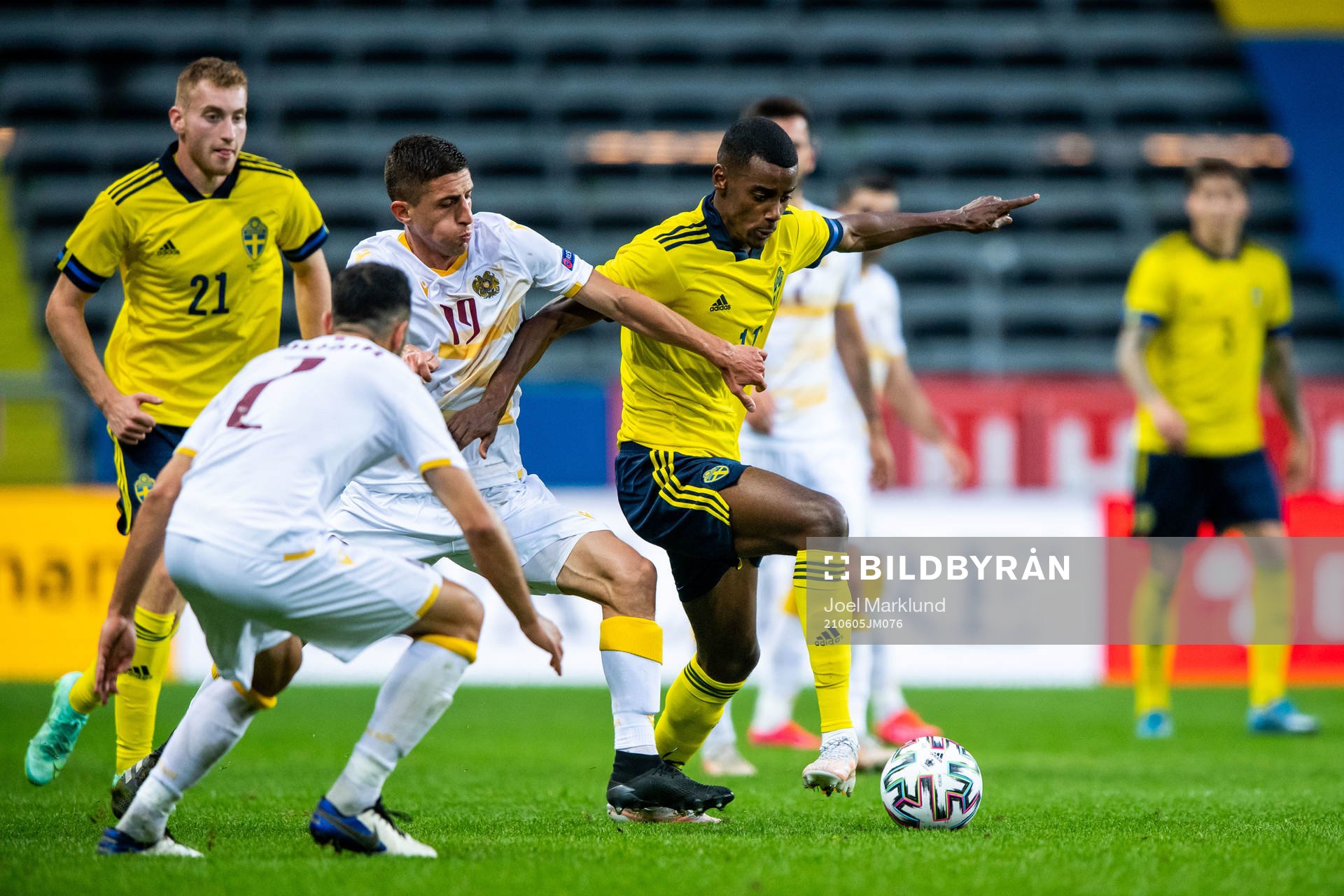 Hakob Hakobyan of Armenia and Alexander Isak and Dejan