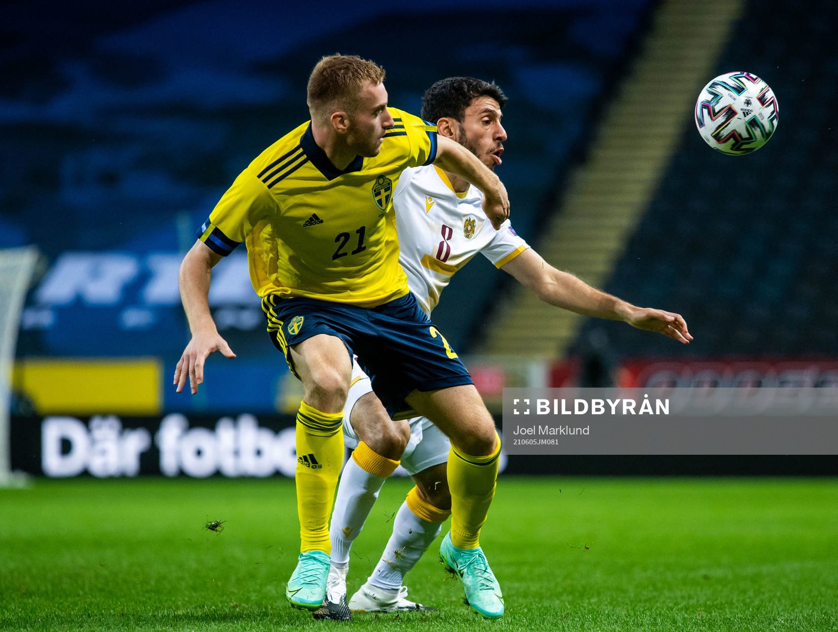 Dejan Kulusevski of Sweden and Karen Muradyan of Armenia