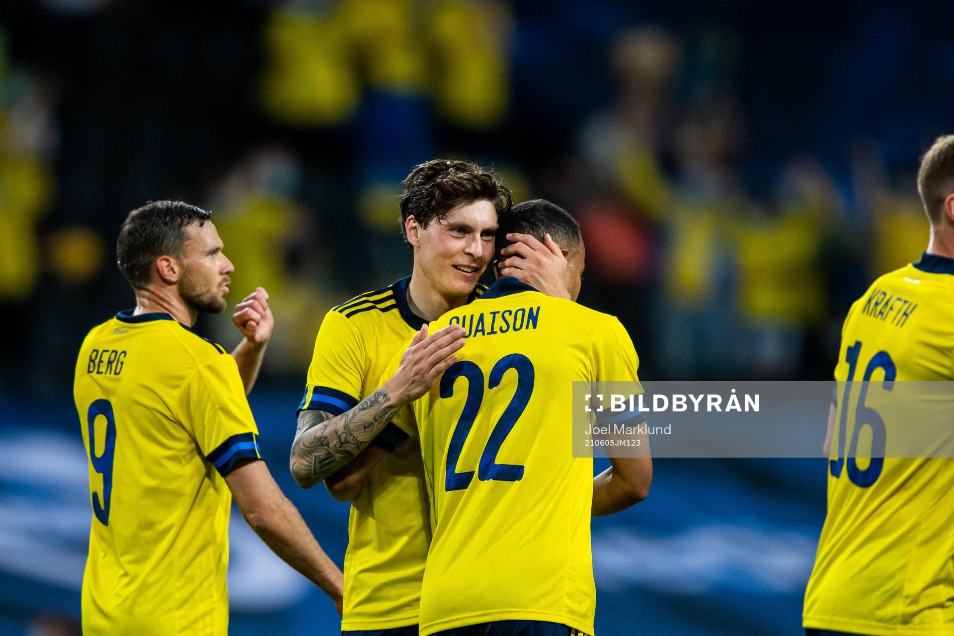 Marcus Berg, Victor Nilsson Lindelöf and Robin Quaison of