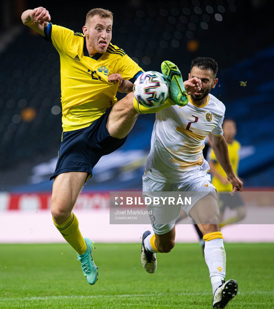 Dejan Kulusevski of Sweden in action against Andre Jack