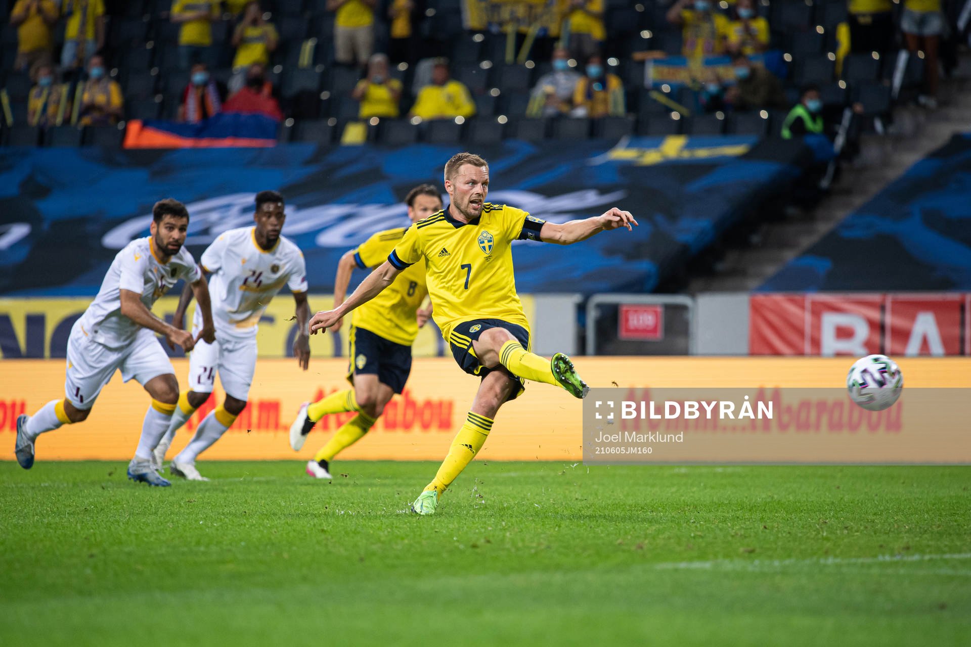 Sebastian Larsson of Sweden shoots a penalty shot