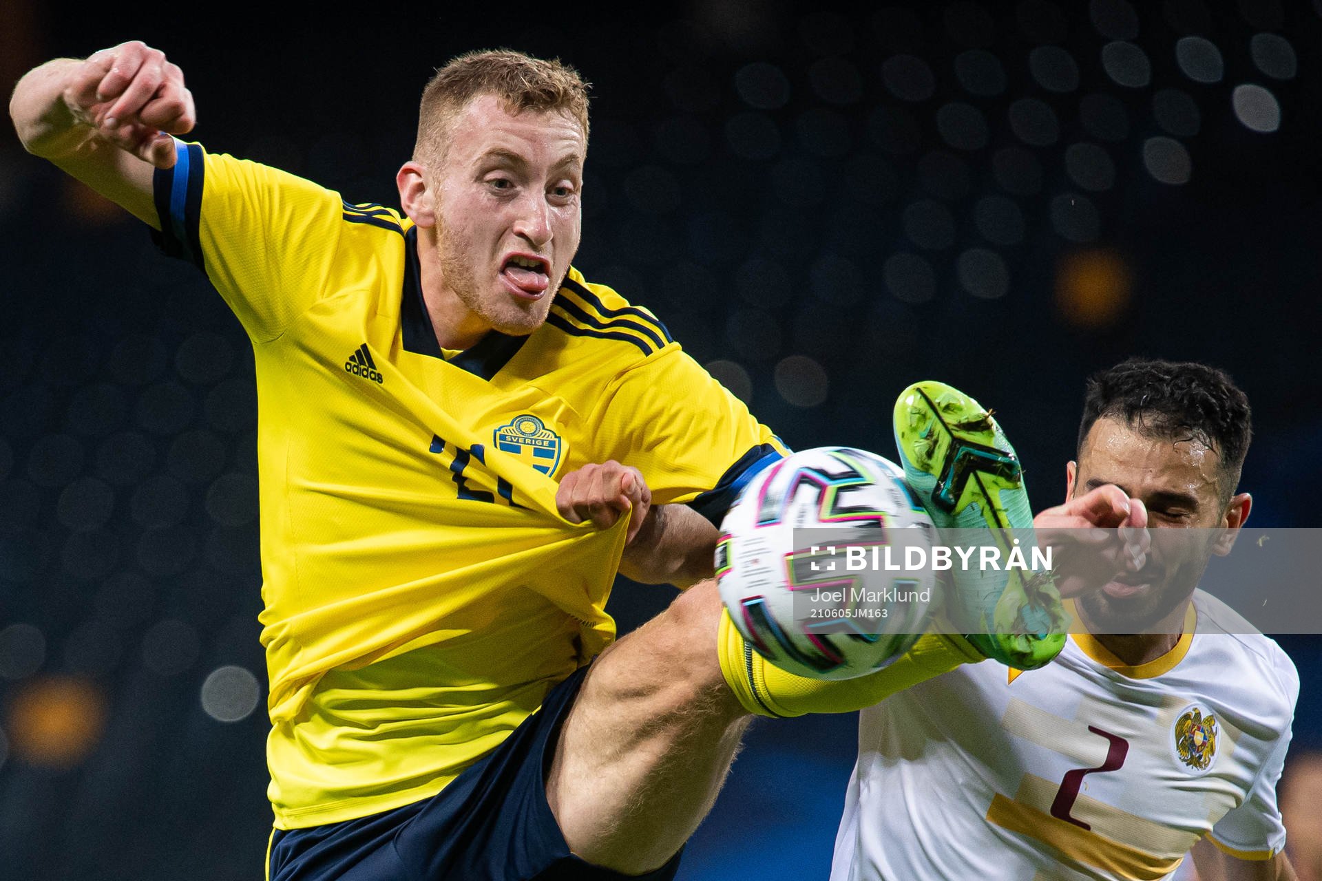 Dejan Kulusevski of Sweden in action against Andre Jack