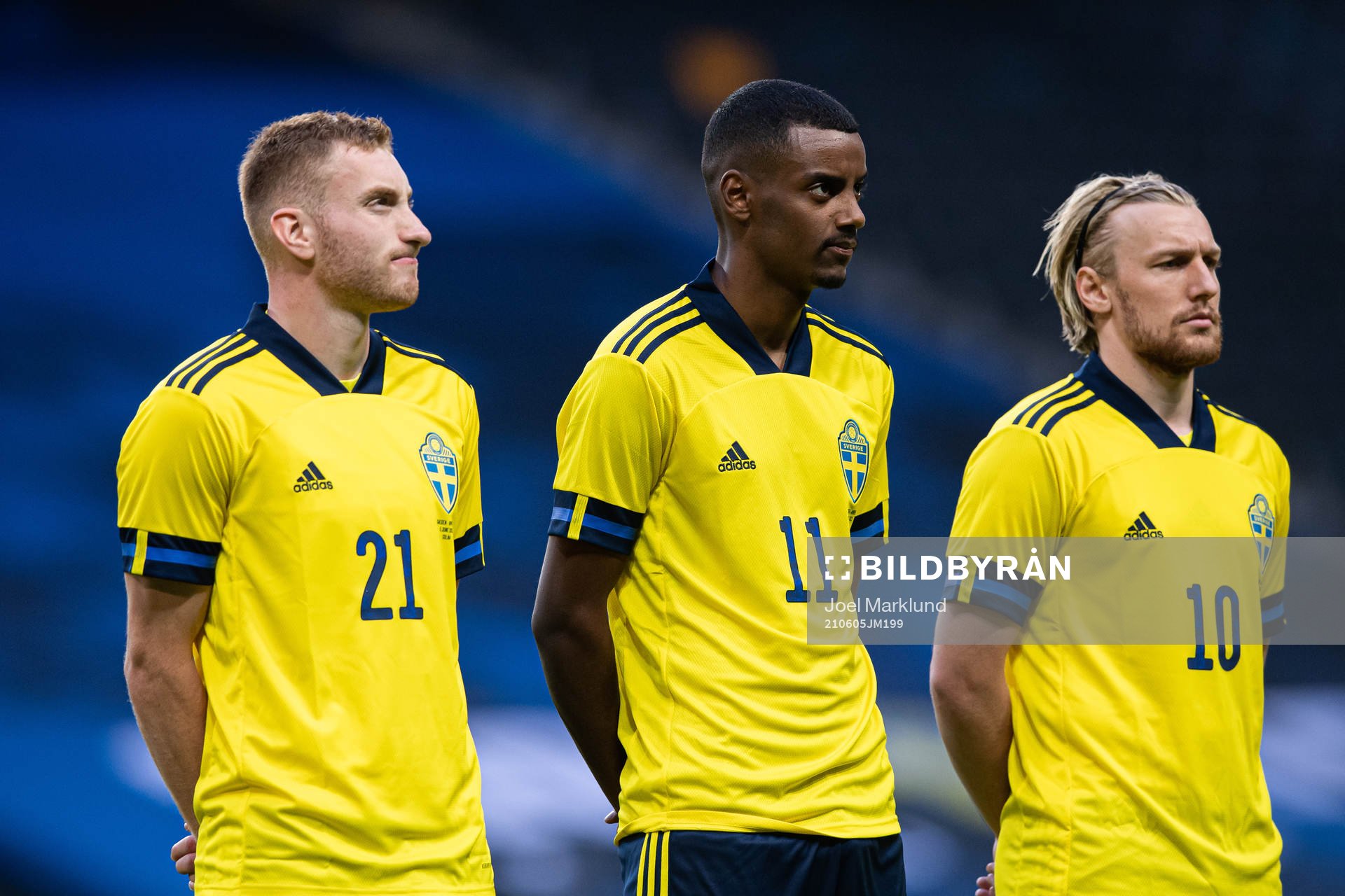 Dejan Kulusevski, Alexander Isak and Emil Forsberg of Sweden