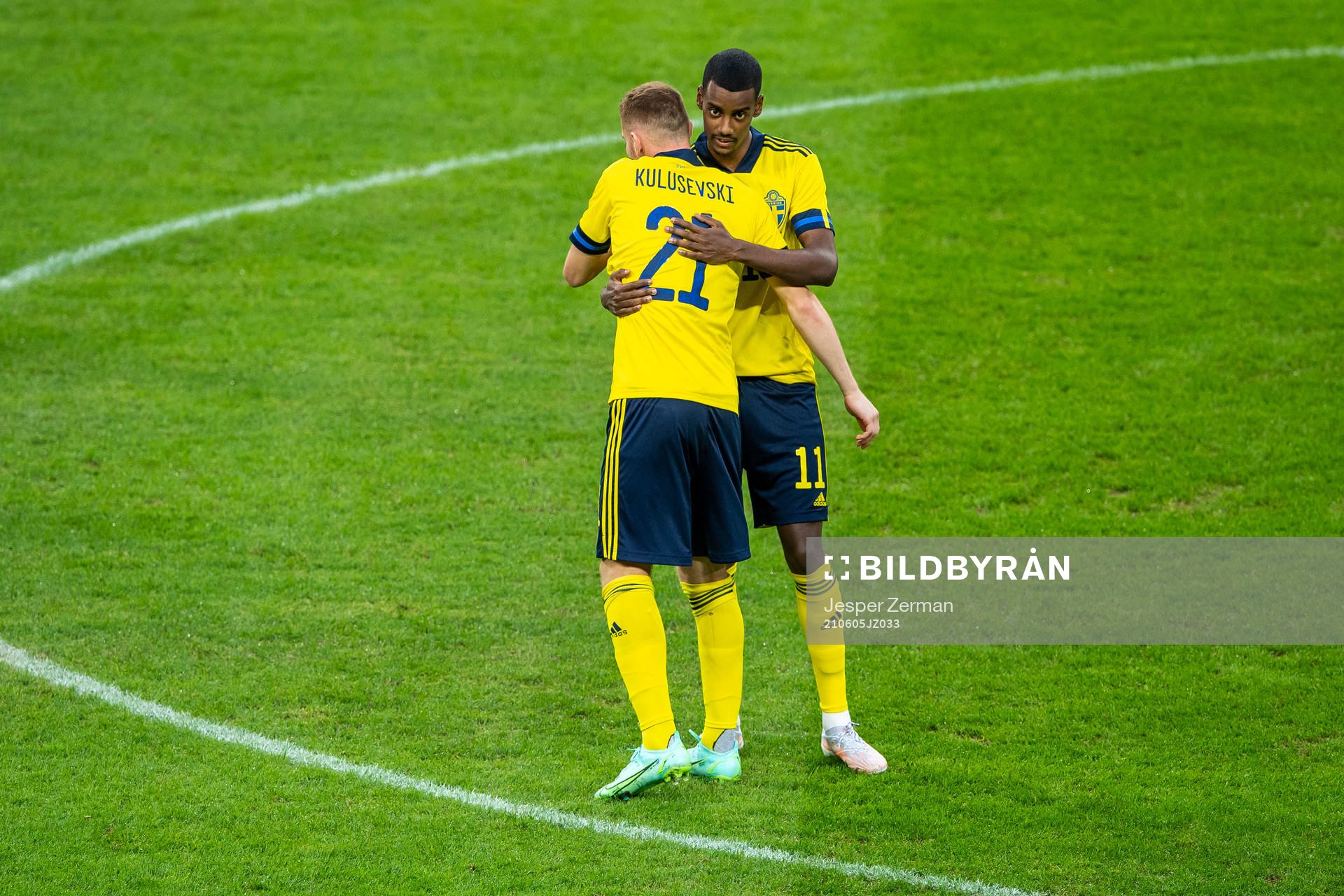 Dejan Kulusevski and Alexander Isak of Sweden