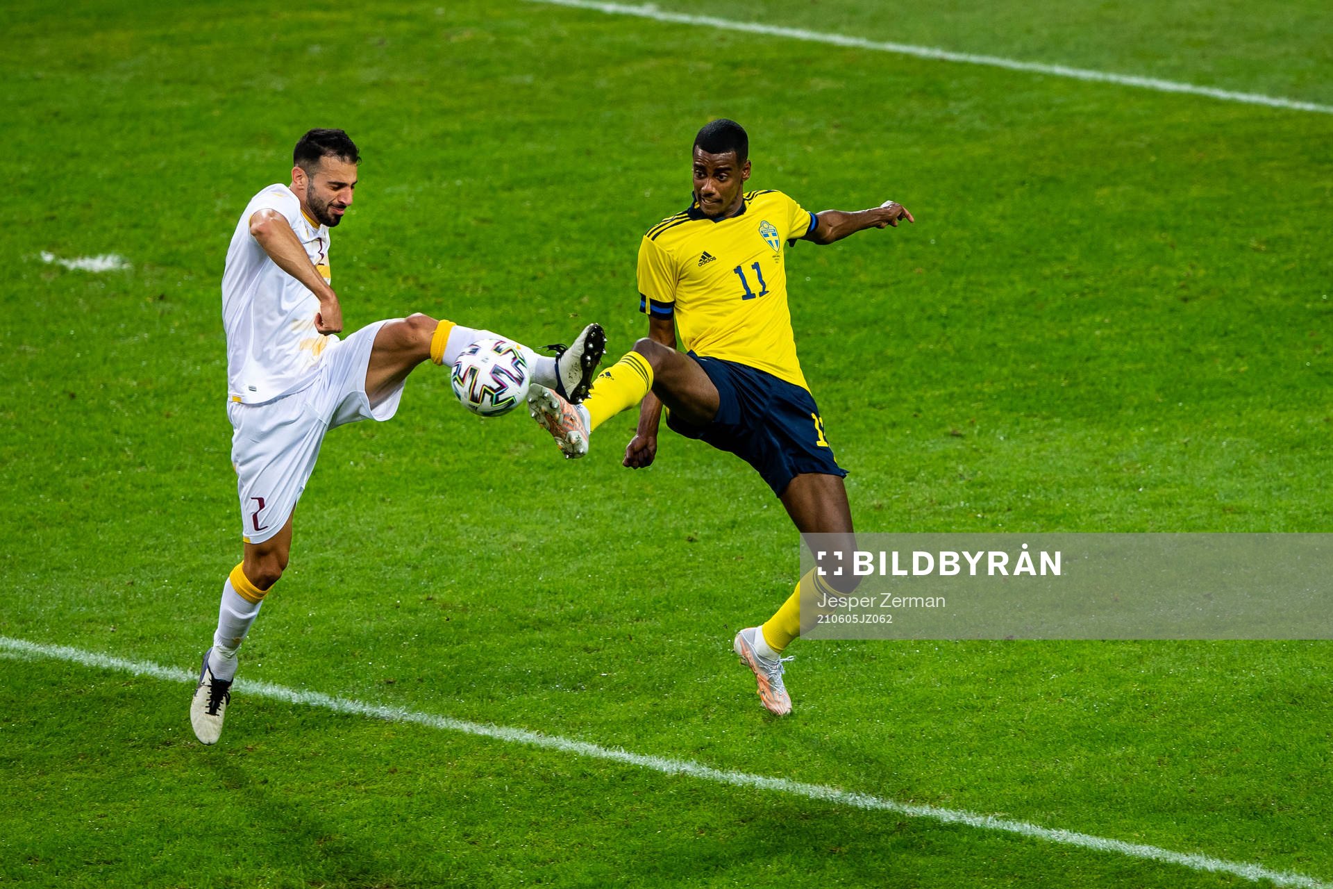 Andre Jack Calisir of Armenia and Alexander Isak of Sweden