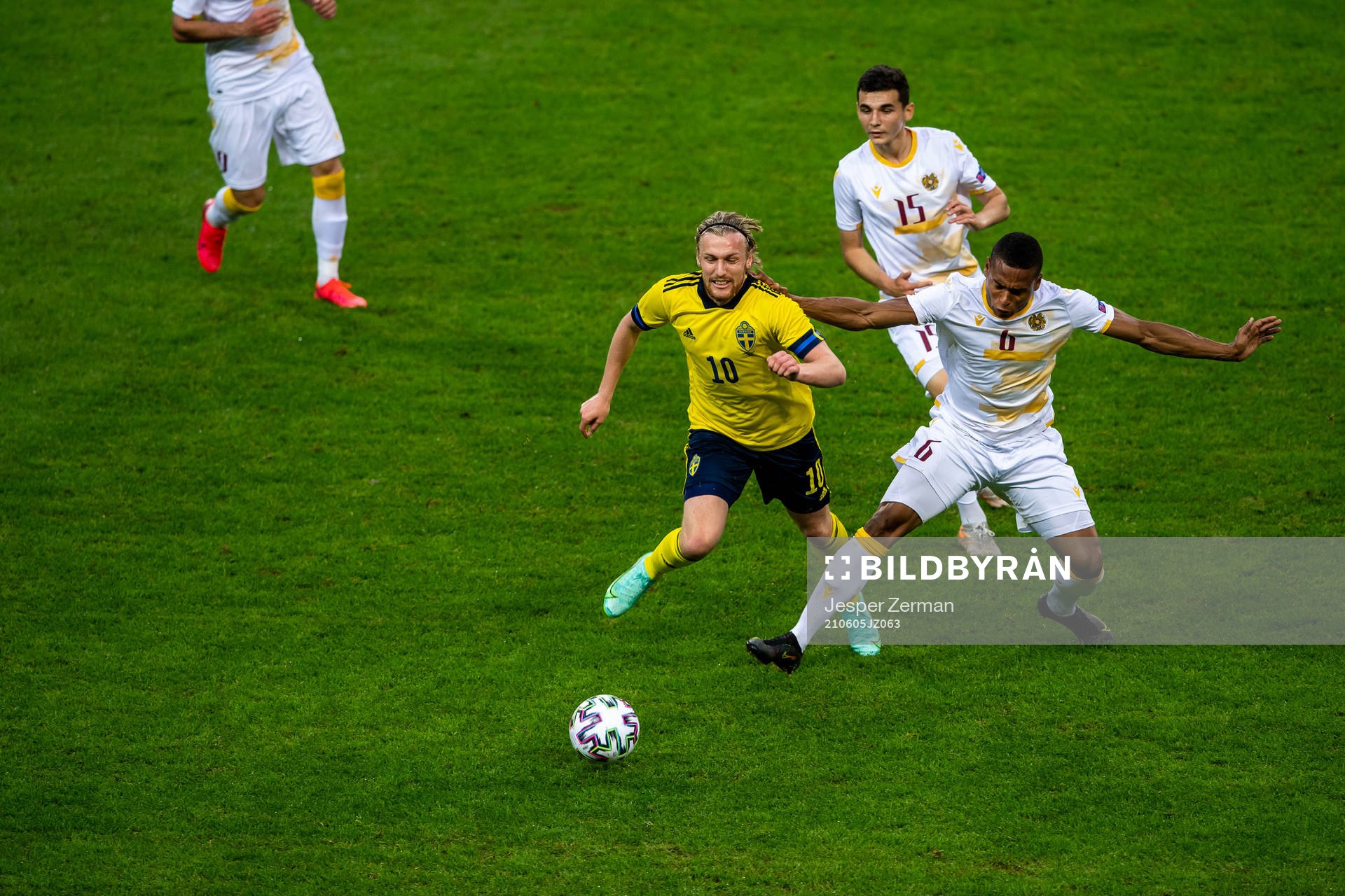 Emil Forsberg of Sweden and Eduard Spertsyan and Wbemyar