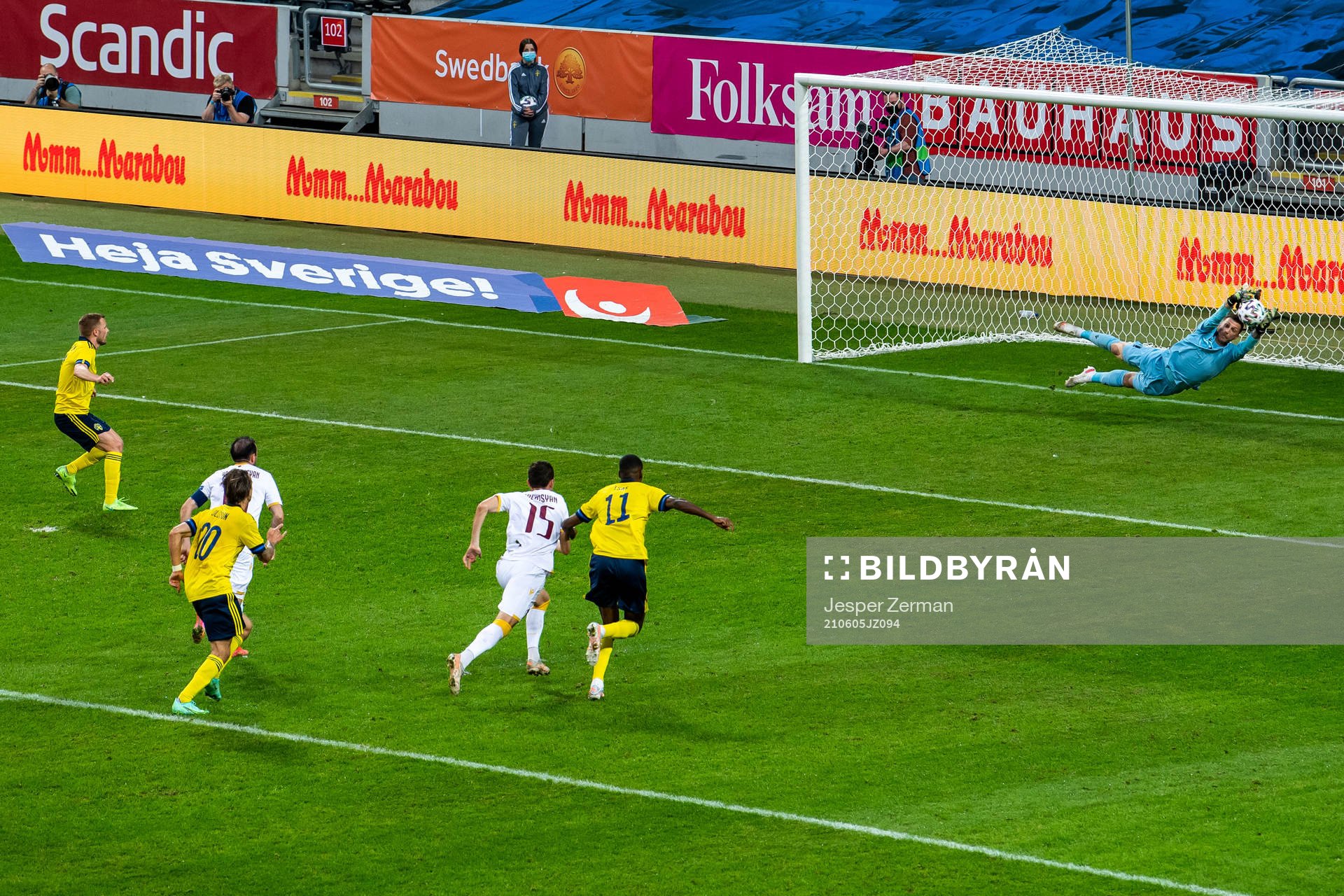 Goalkeeper Davit Yurchenko of Armenia saves panelty from