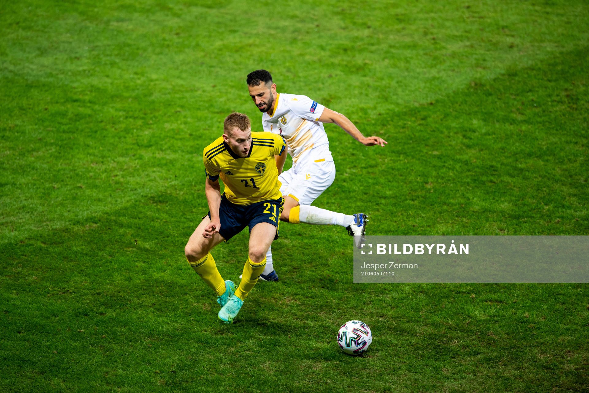 Dejan Kulusevski of Sweden and Andre Jack Calisir of Armenia