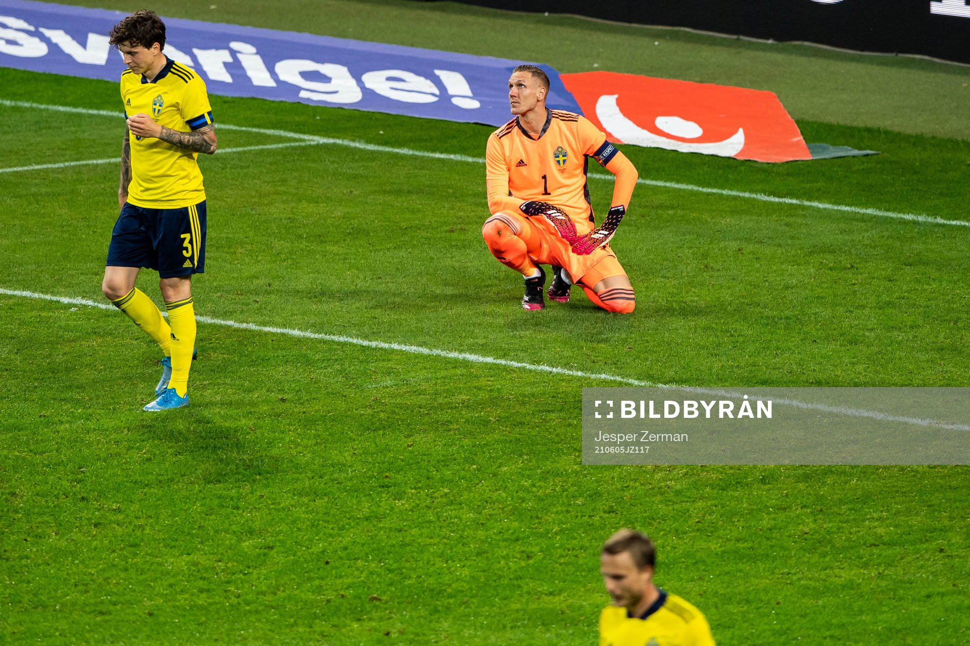 goalkeeper Robin Olsen of Sweden looks dejected