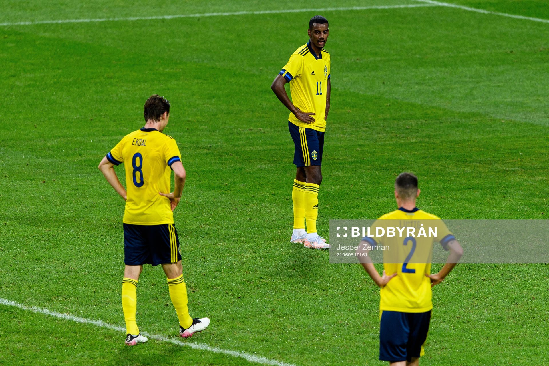 Alexander Isak, Albin Ekdal and Mikael Lustig of Sweden