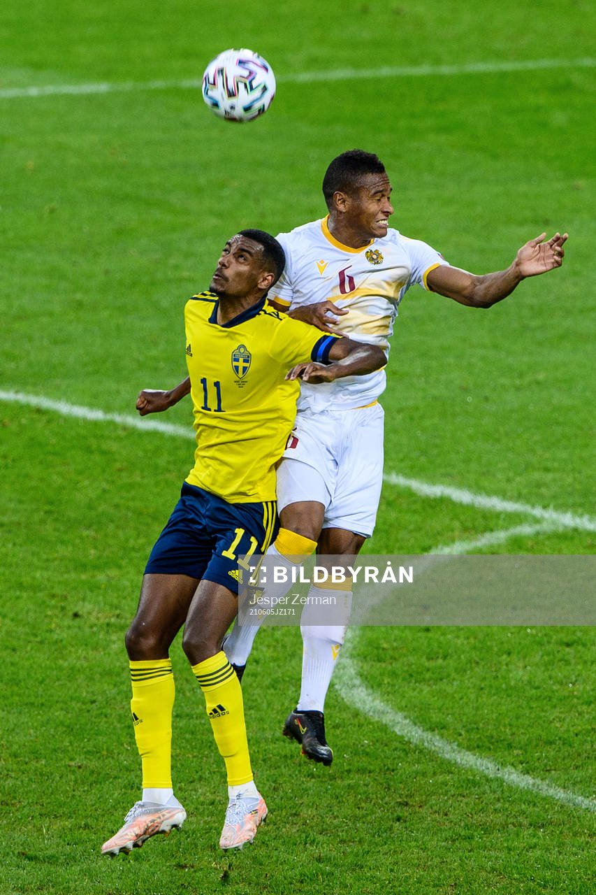 Alexander Isak of Sweden and Wbemyar Angulo Mosquera of
