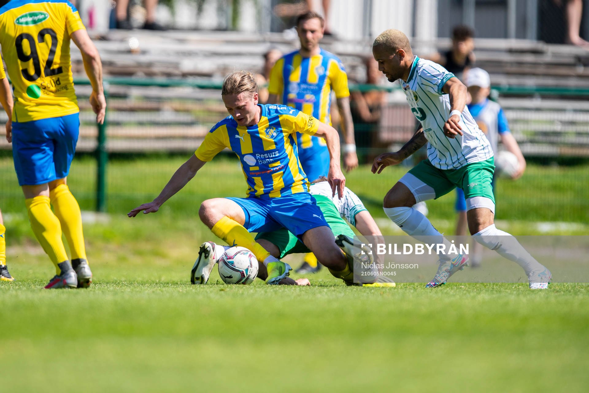 Eskilsminnes Jesper Lundborg under fotbollsmatchen i Division 2 mellan Eskilsminne och Västra Frölunda den 5 juni 2021 i Helsingborg.