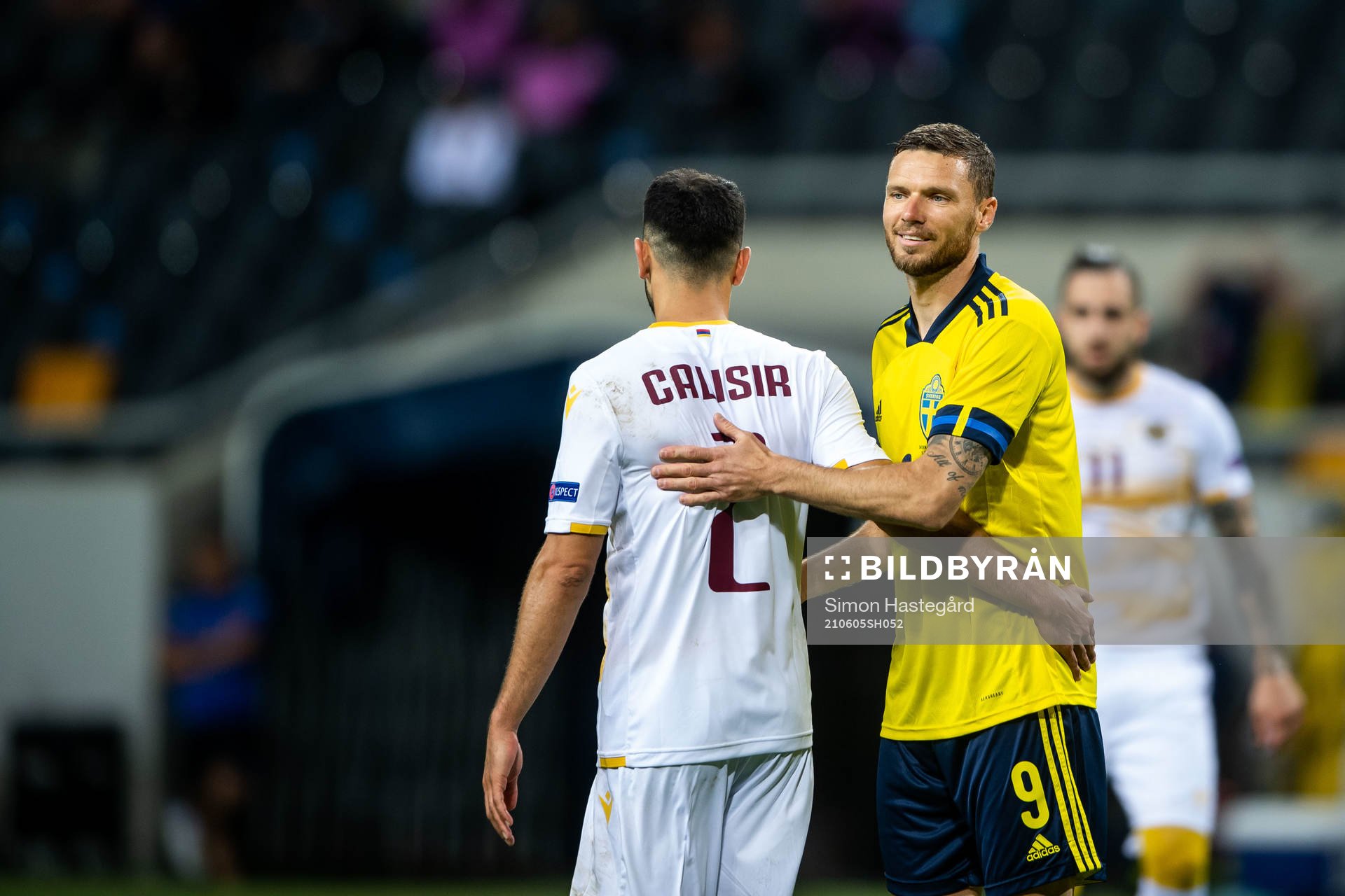 Andre Jack Calisir of Armenia and Marcus Berg of Sweden