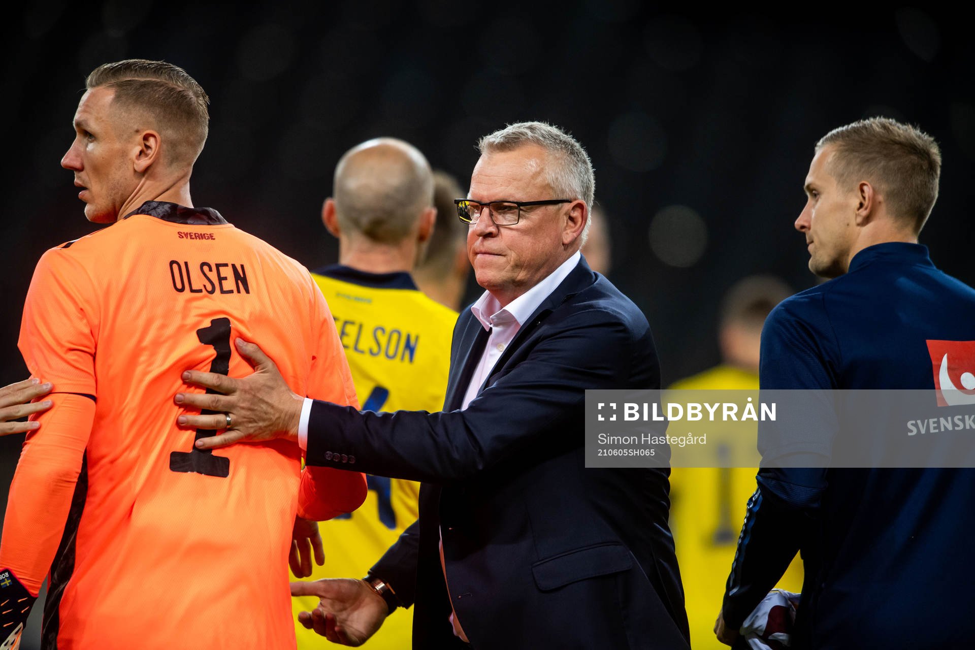 Goalkeeper Robin Olsen and Janne Andersson, head coach of