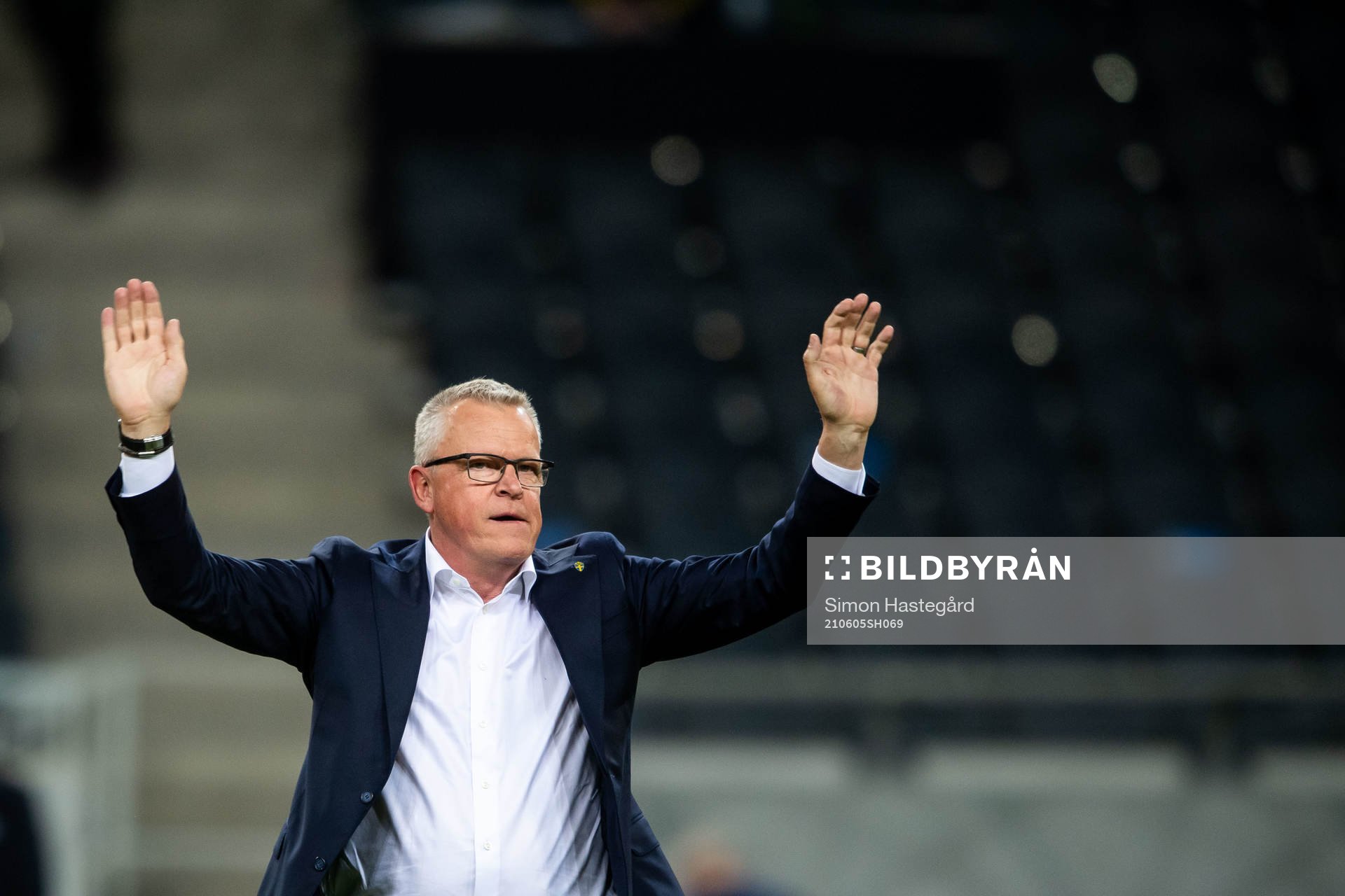Janne Andersson, head coach of Sweden celebrates