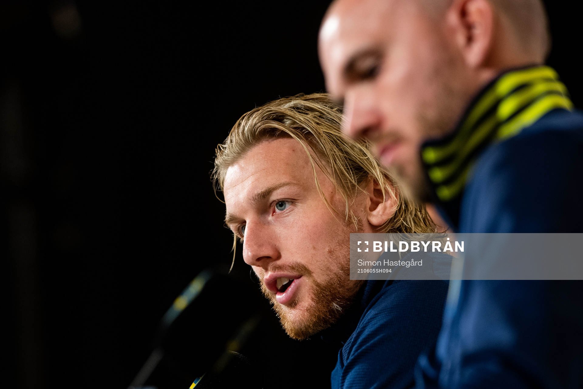 Emil Forsberg of Sweden during a press conference after the international friendly football match between Sweden and Armenia on June 5, 2021 in Stockholm.