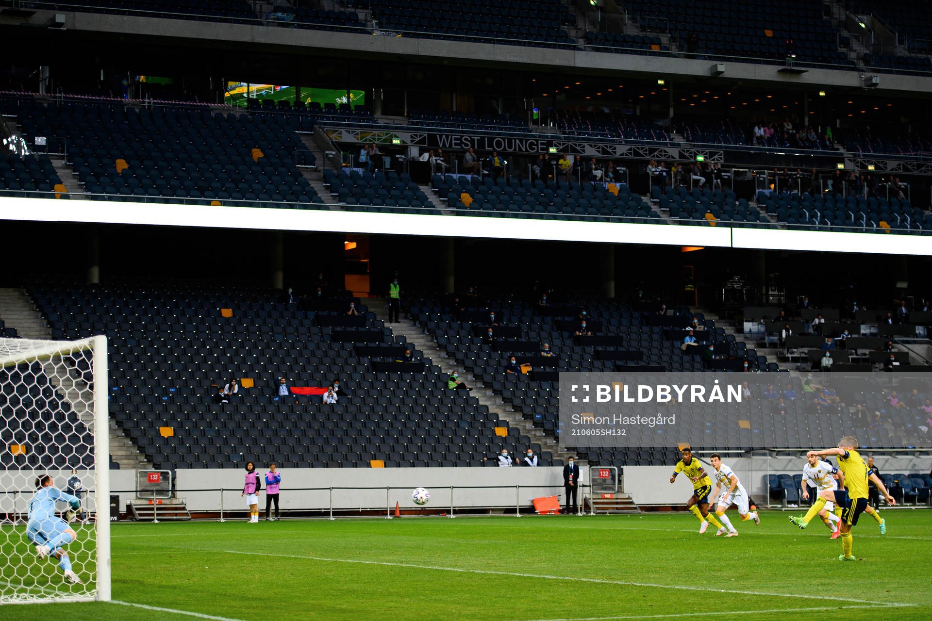 Sebastian Larsson of Sweden shoots a penalty shot