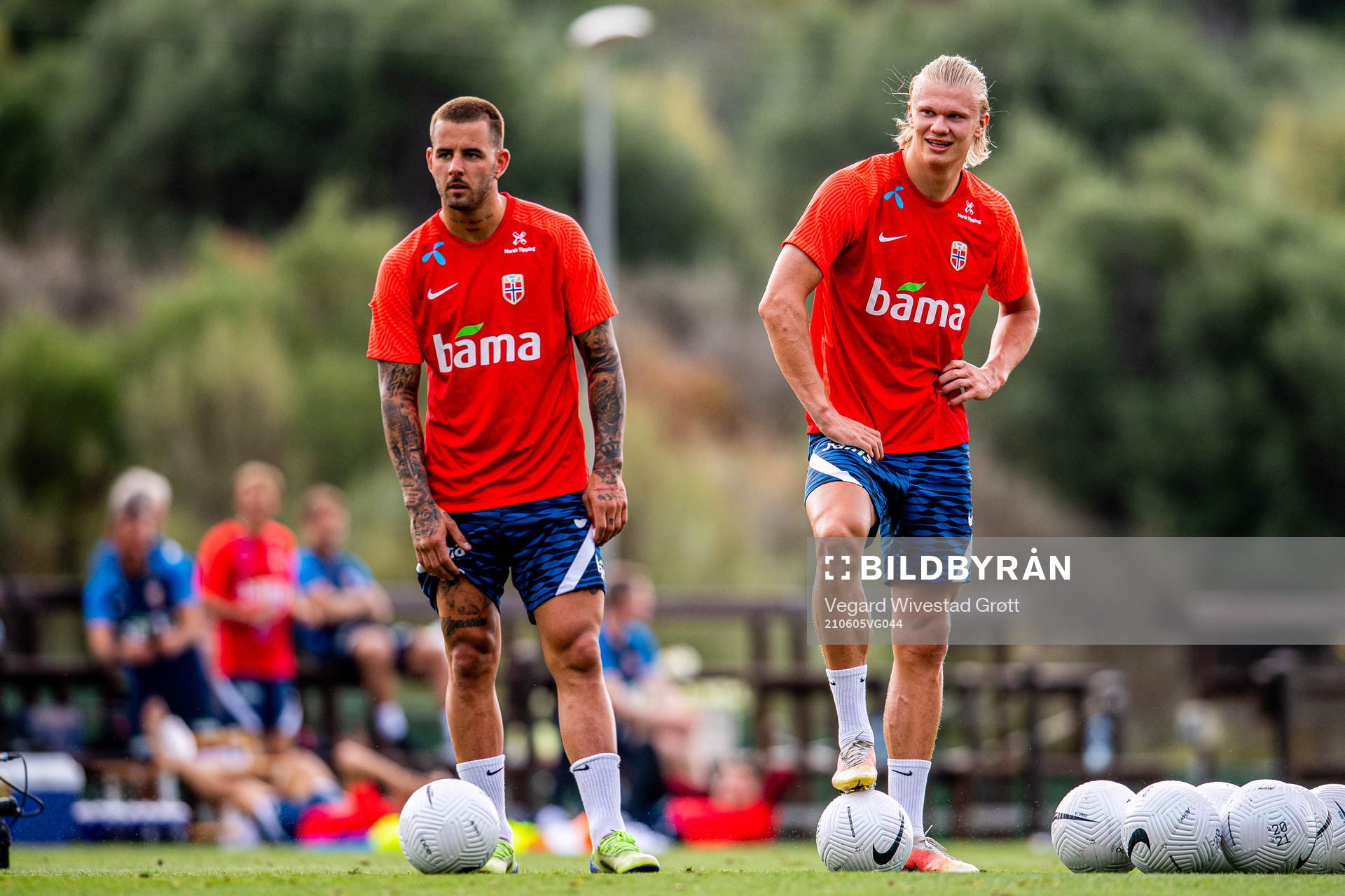 Aron Dønnum and Erling Braut Haaland of the Norwegian