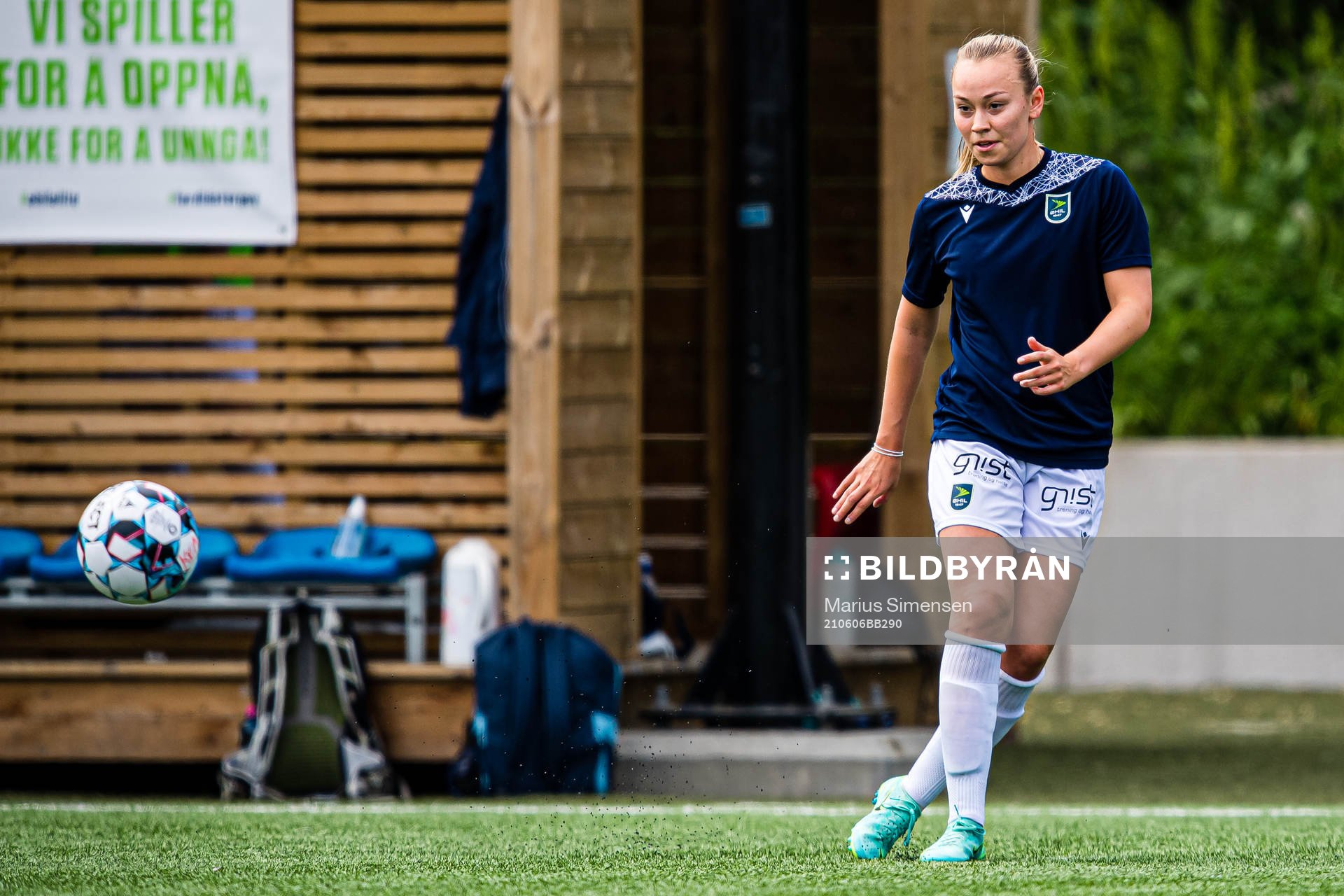 Anja Helen Rasmussen of Øvrevoll Hosle ahead of the 1. divison football match between Øvrevoll Hosle and Åsane on June 6, 2021 in Bærum.