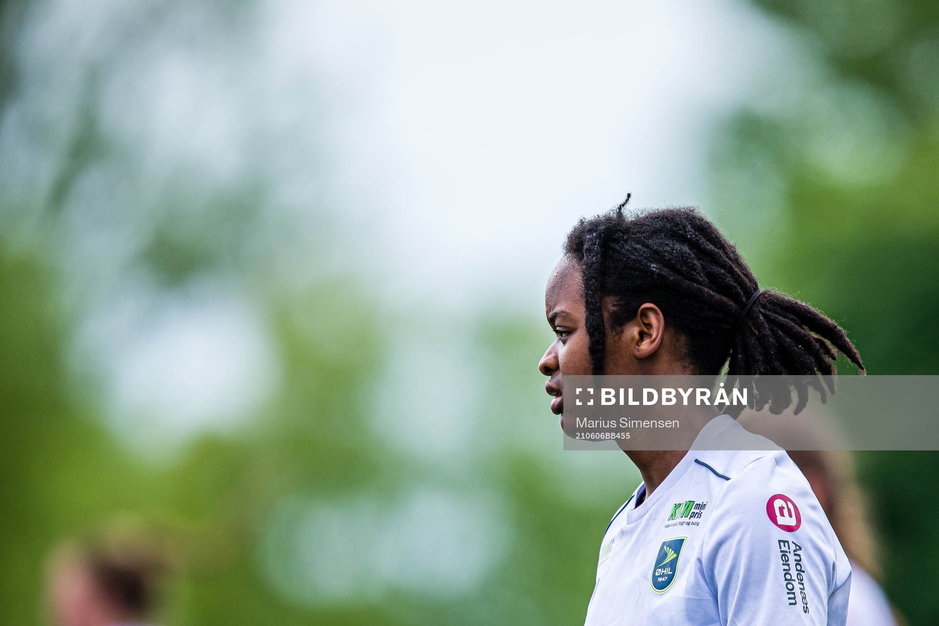 Joshualyn Favour Reeves of Øvrevoll Hosle during the 1. divison football match between Øvrevoll Hosle and Åsane on June 6, 2021 in Bærum.