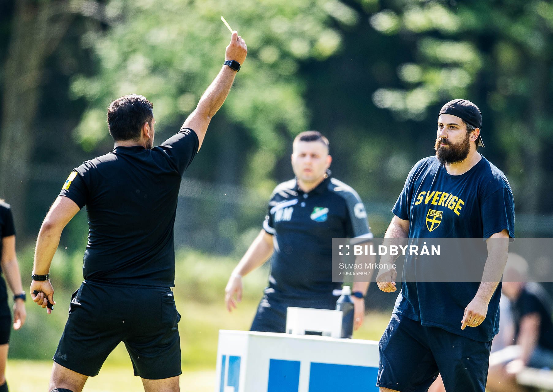 Domare Delavar Vahdanjo varnar Åryds tränare Ivan Spahic