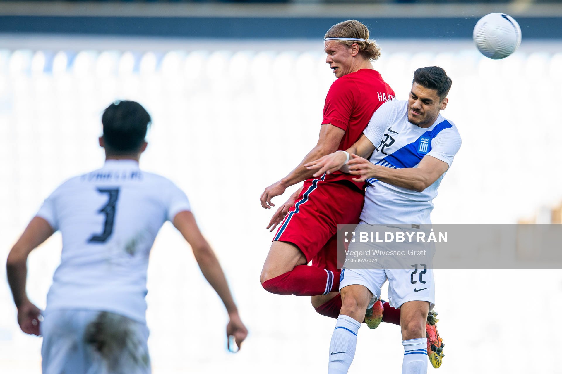Erling Braut Haaland of Norway and Konstantinos Mavropanos