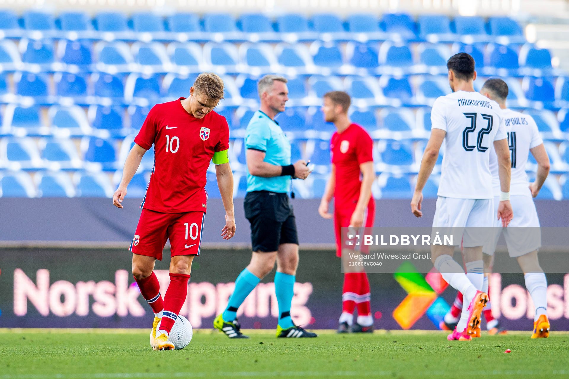 Martin Ødegaard of Norway looks dejected