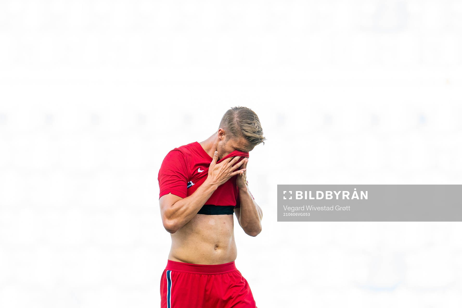 Kristoffer Ajer of Norway looks dejected