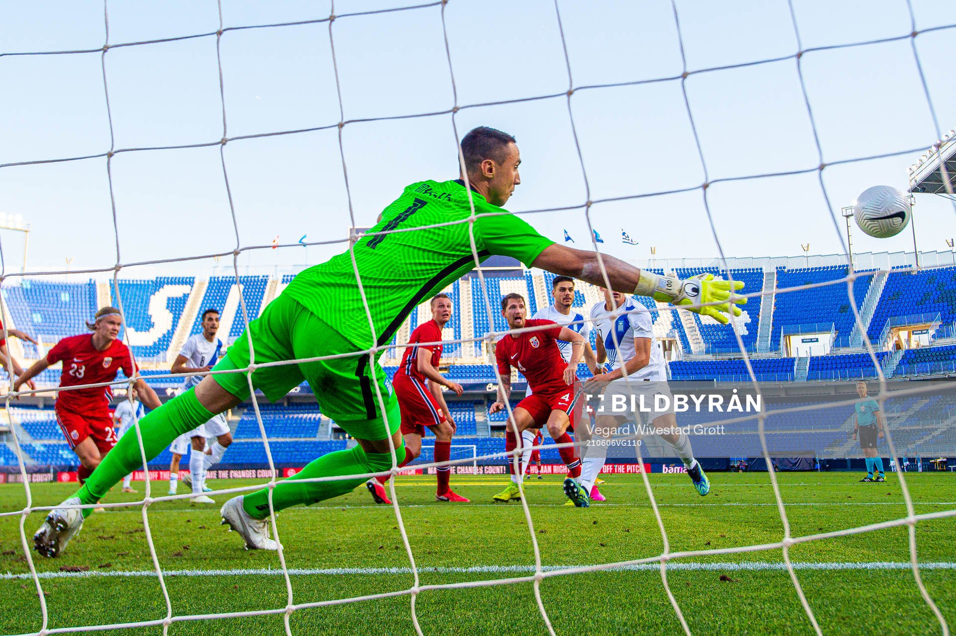 Stefan Strandberg of Norway scores the 1-2 goal behind