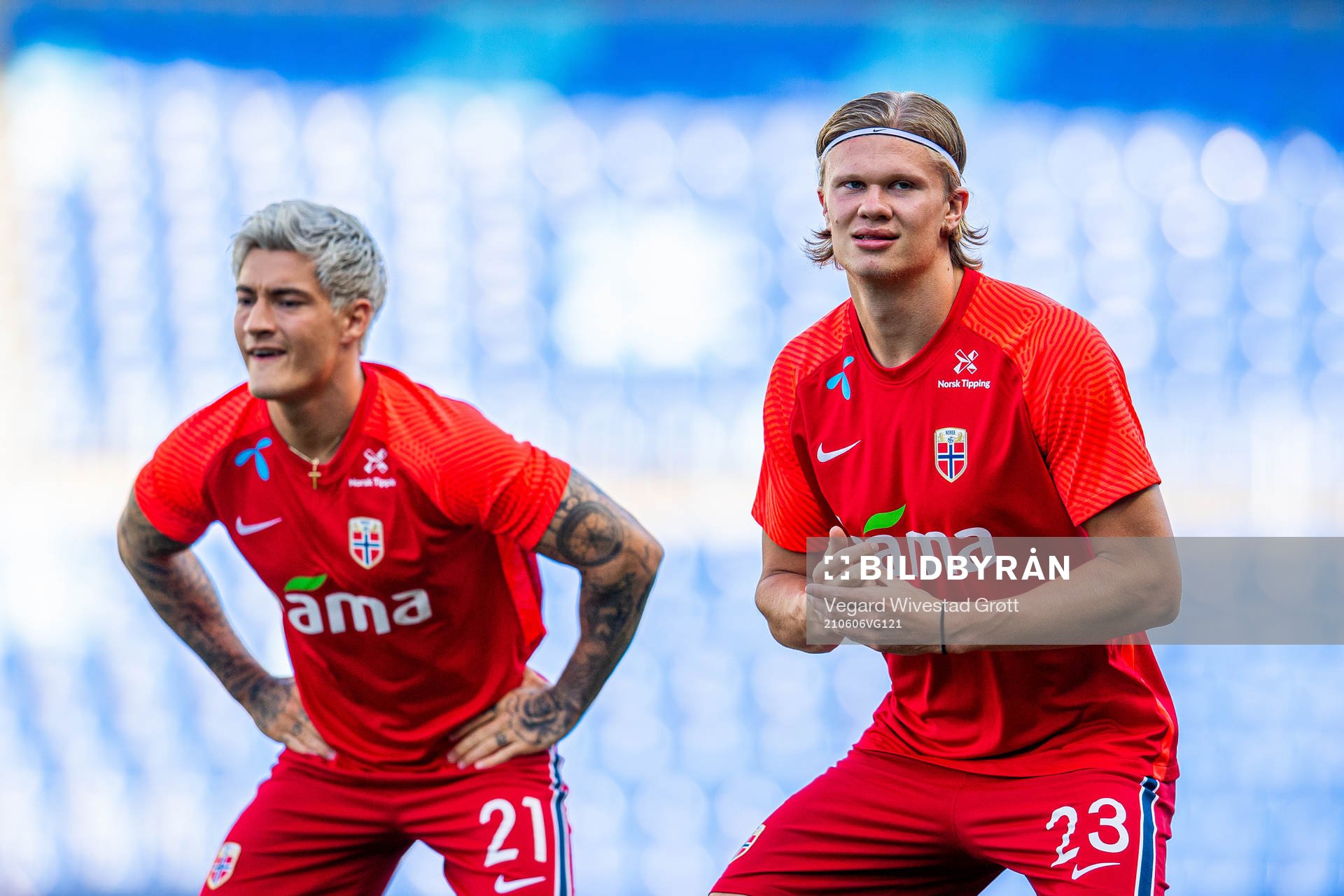 Erling Braut Haaland and Mathias Normann of Norway