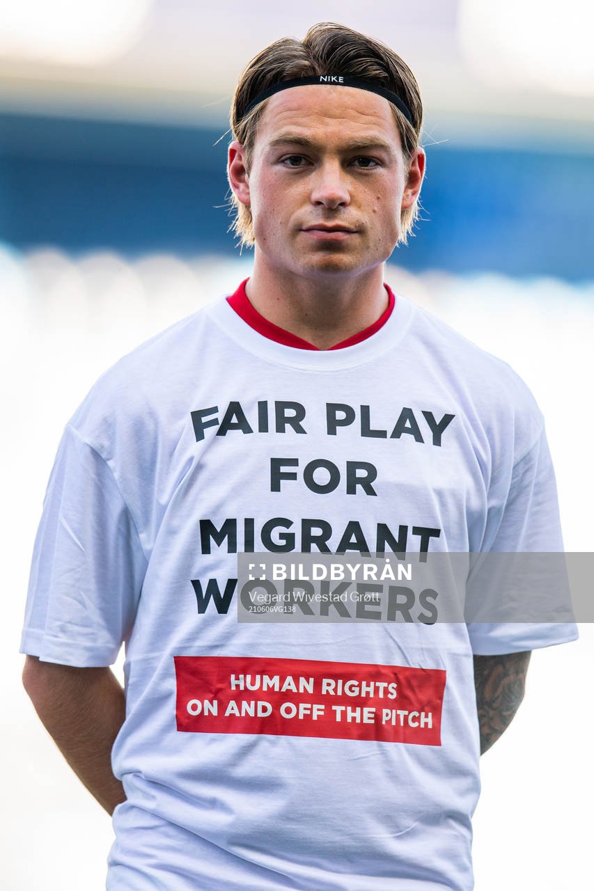 Patrick Berg of Norway wearing a t-shirt with the message