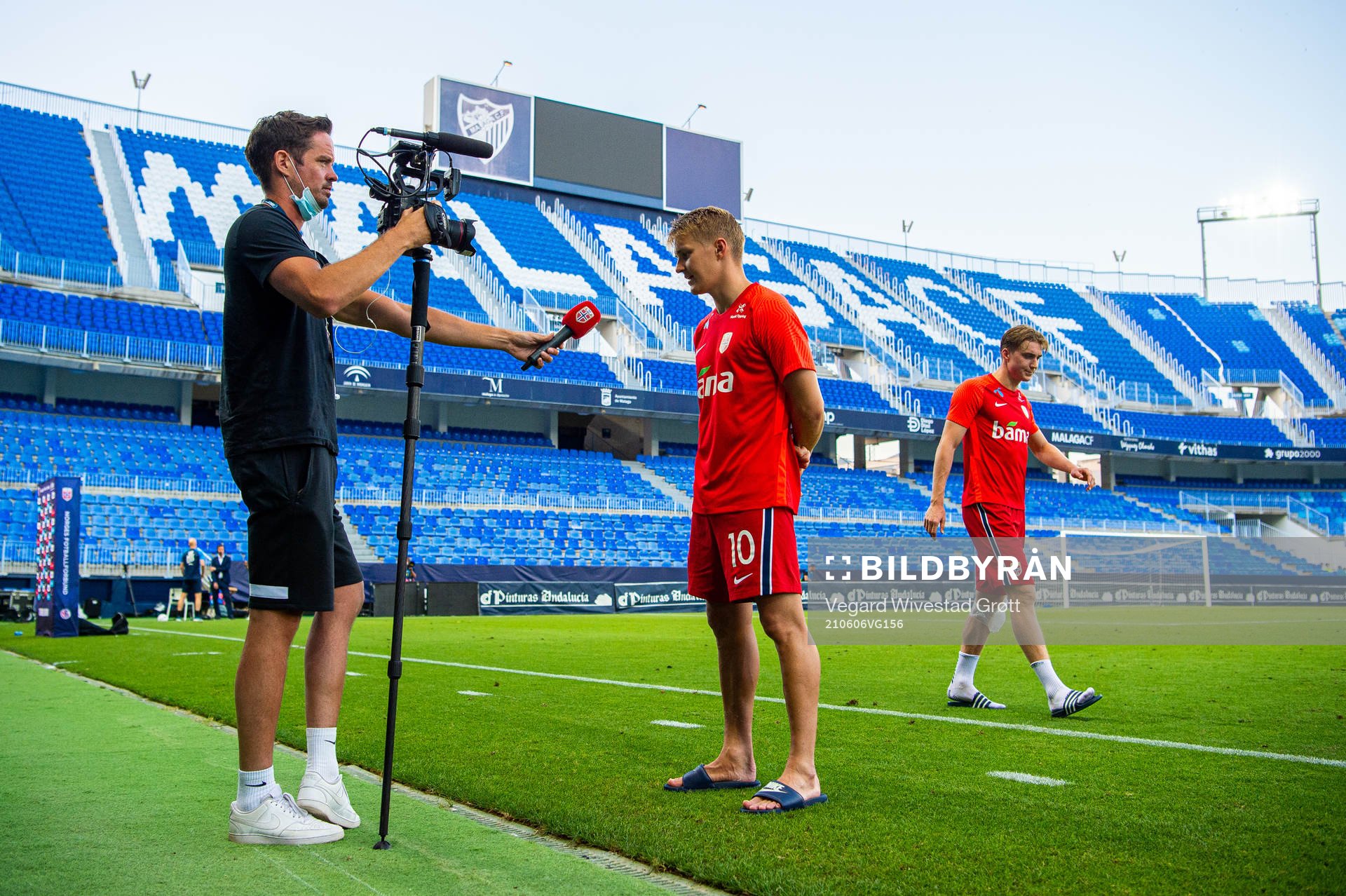 Martin Ødegaard of Norway is being interviewed by Terje