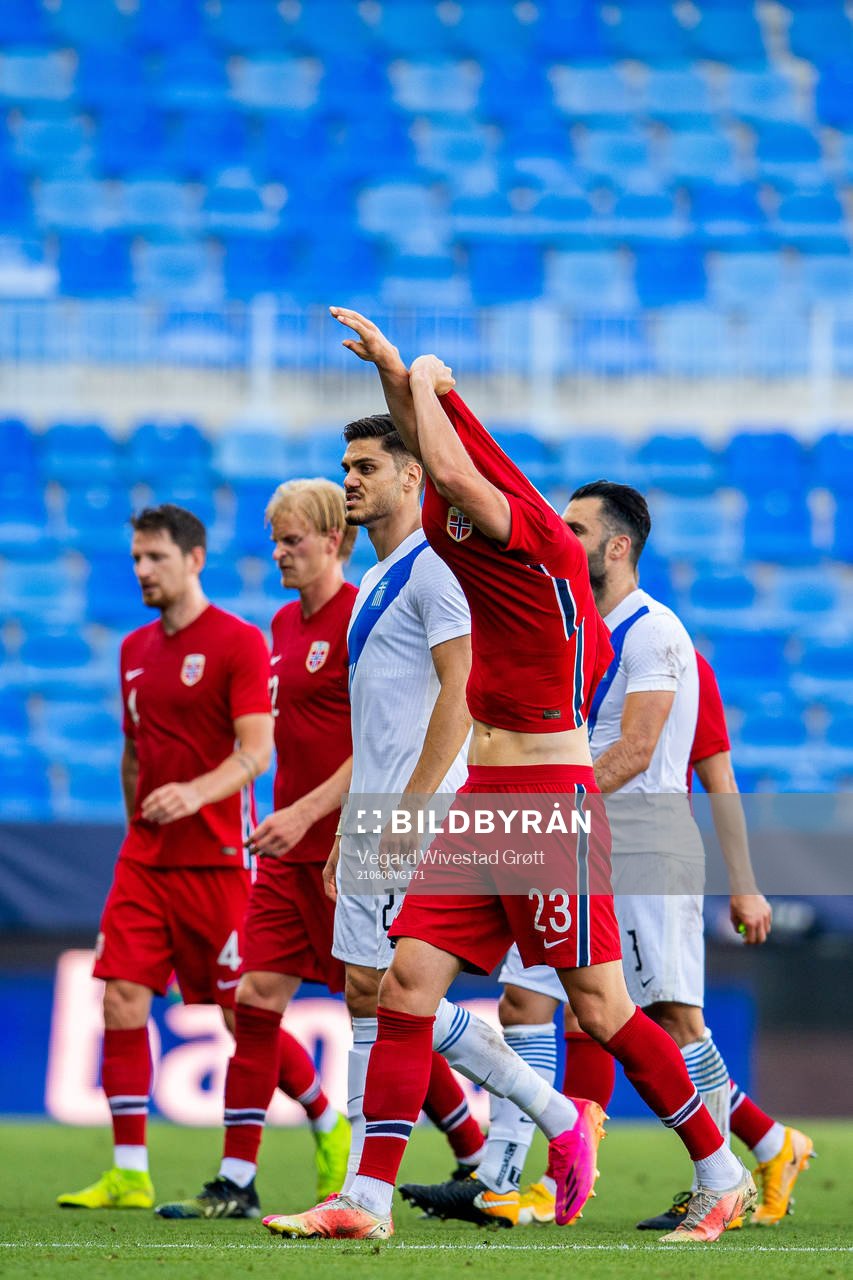 Erling Braut Haaland of Norway looks dejected at half-time