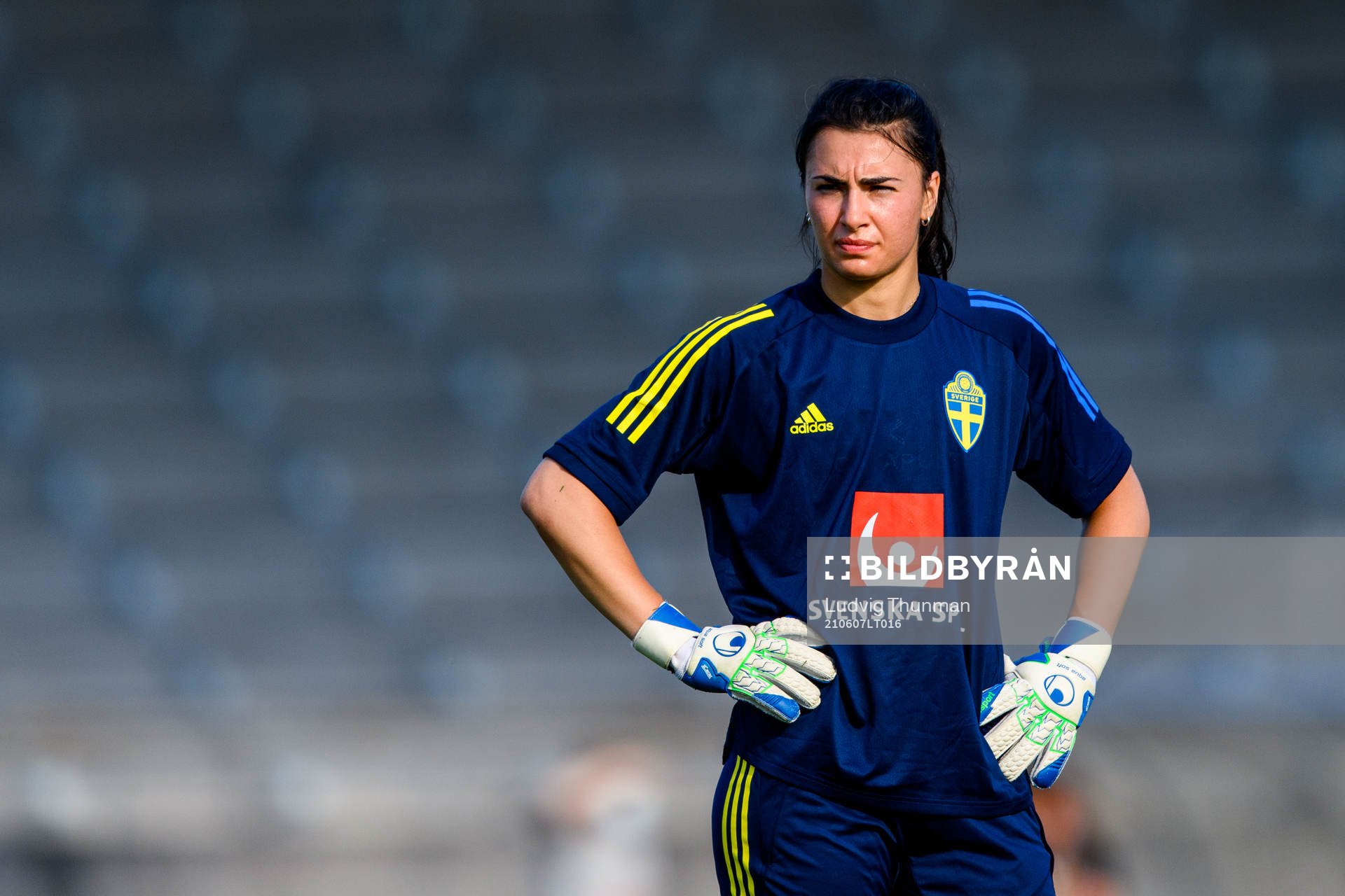 Goalkeeper Zecira Musovic of the Swedish women's national
