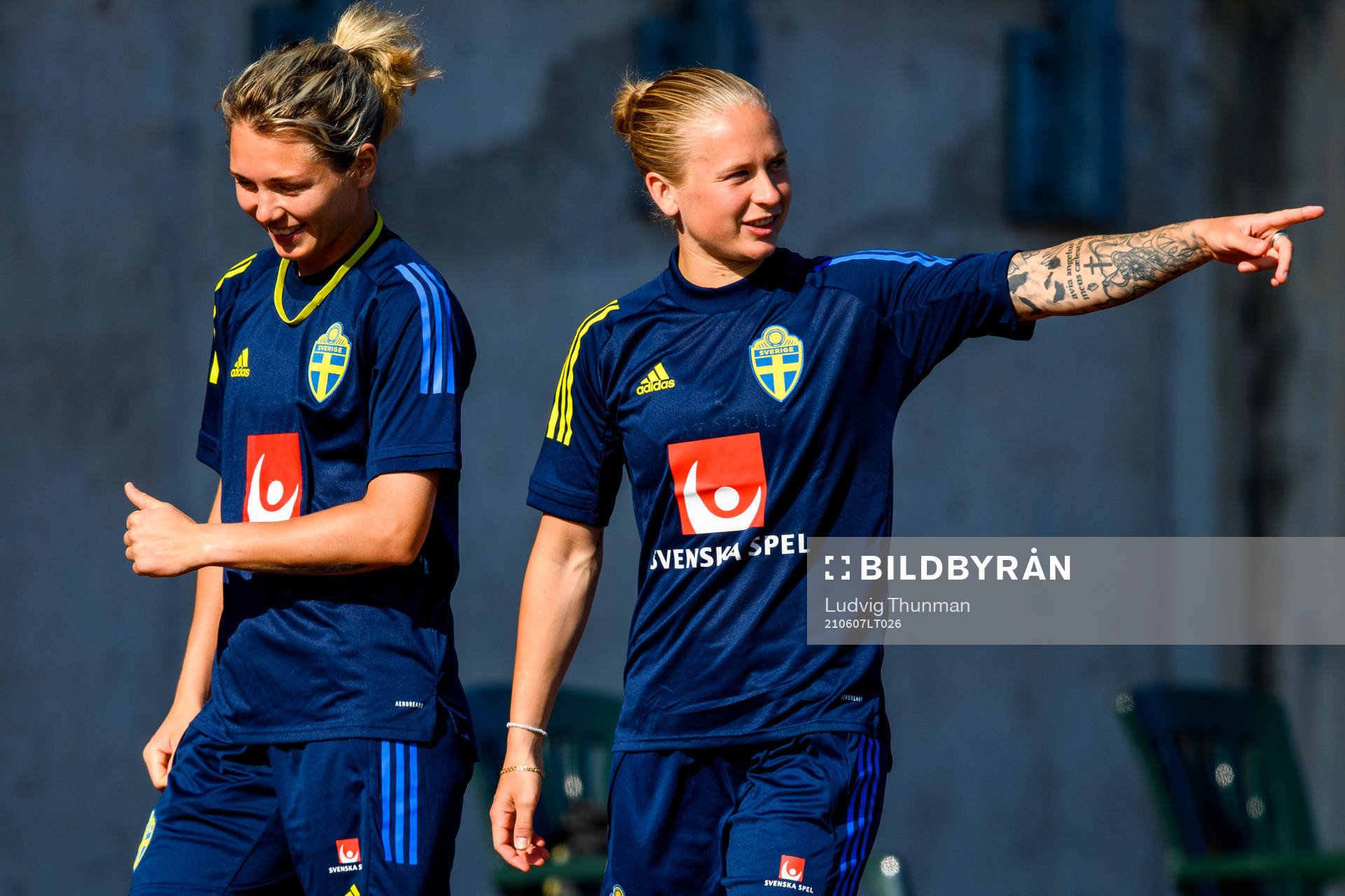 Goalkeeper Jennifer Falk and Filippa Curmark of the Swedish