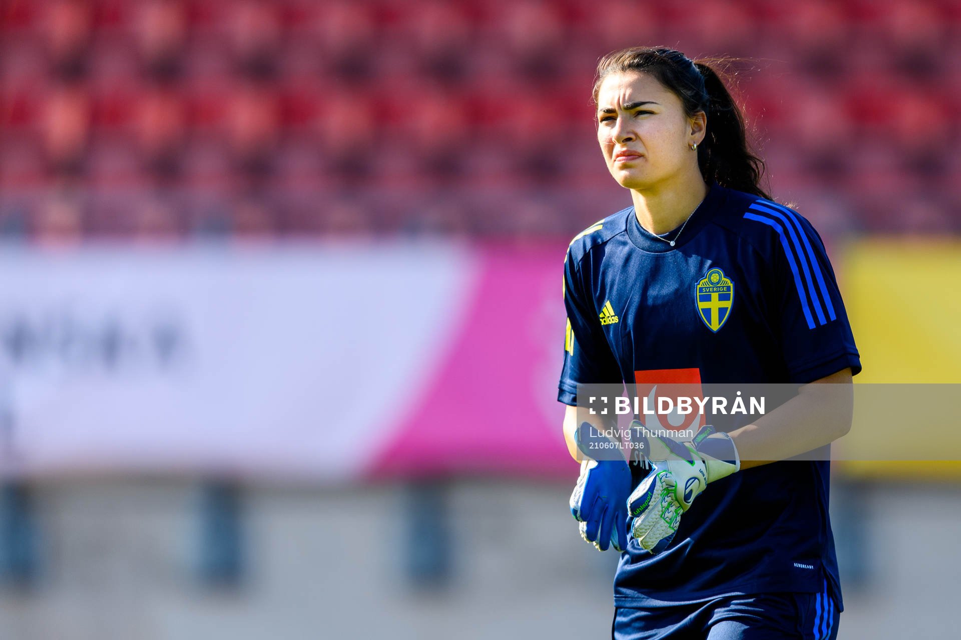 Goalkeeper Zecira Musovic of the Swedish women's national