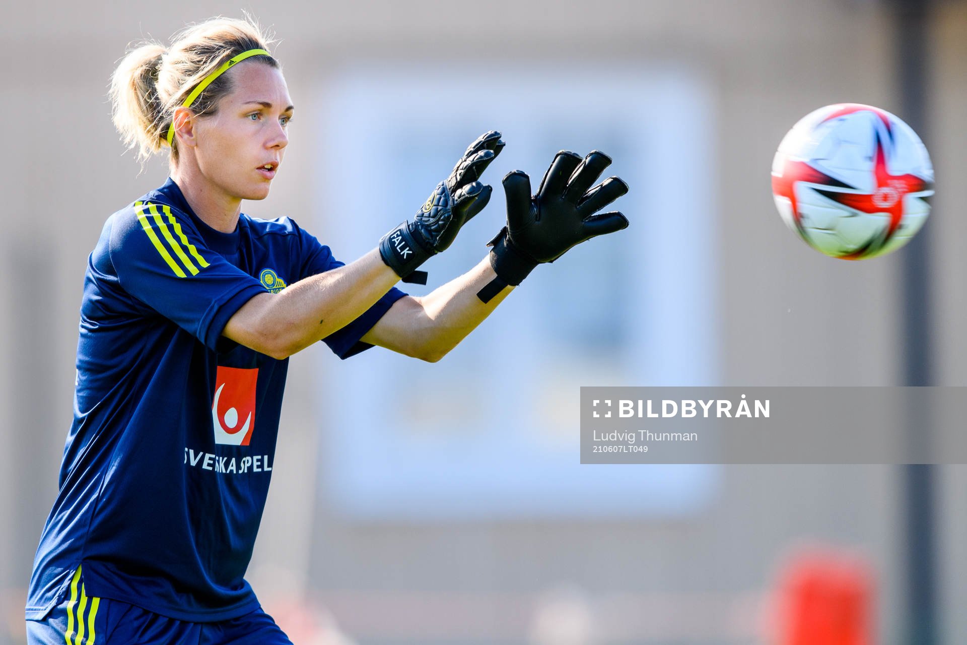 Goalkeeper Jennifer Falk of the Swedish women's national