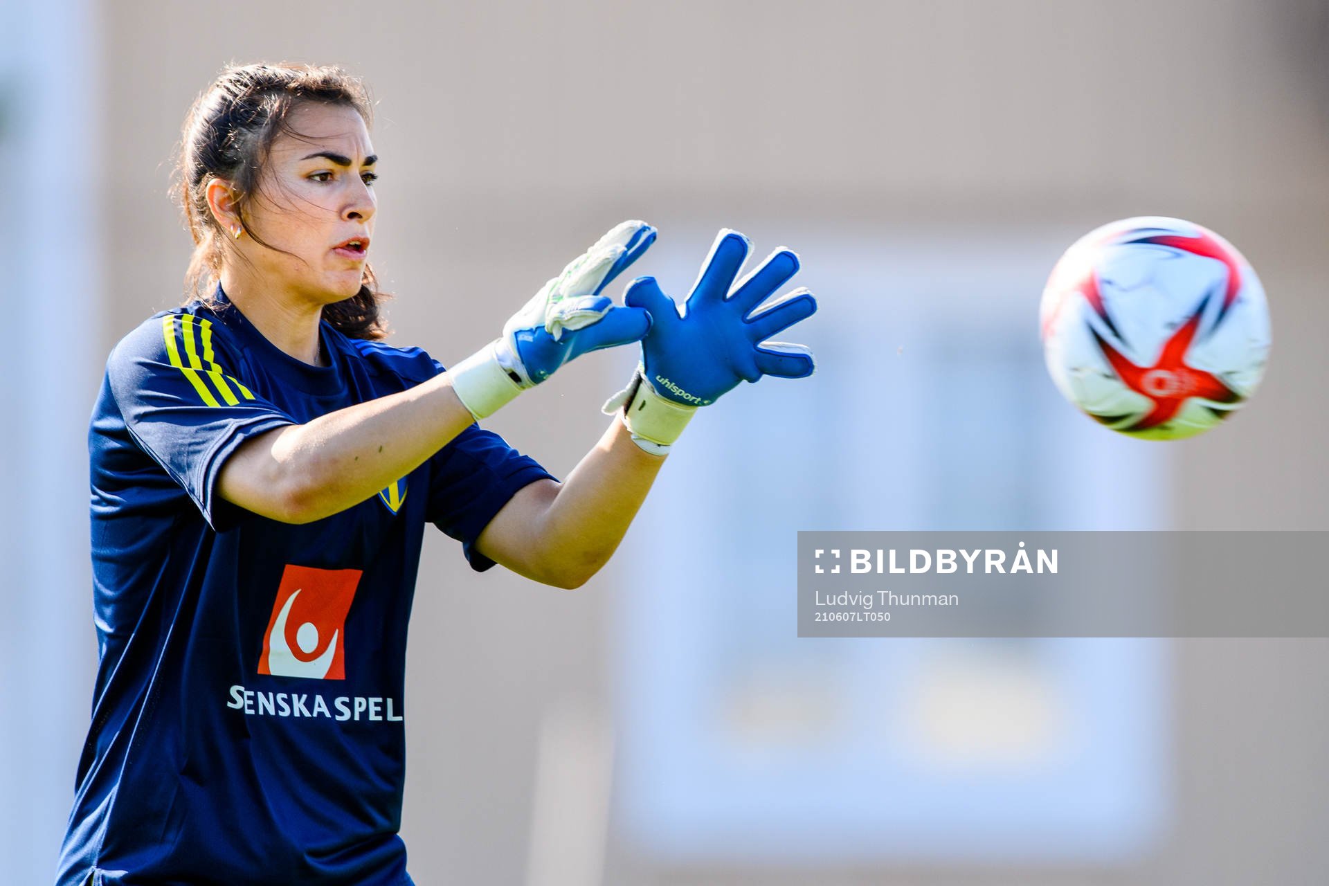 Goalkeeper Zecira Musovic of the Swedish women's national