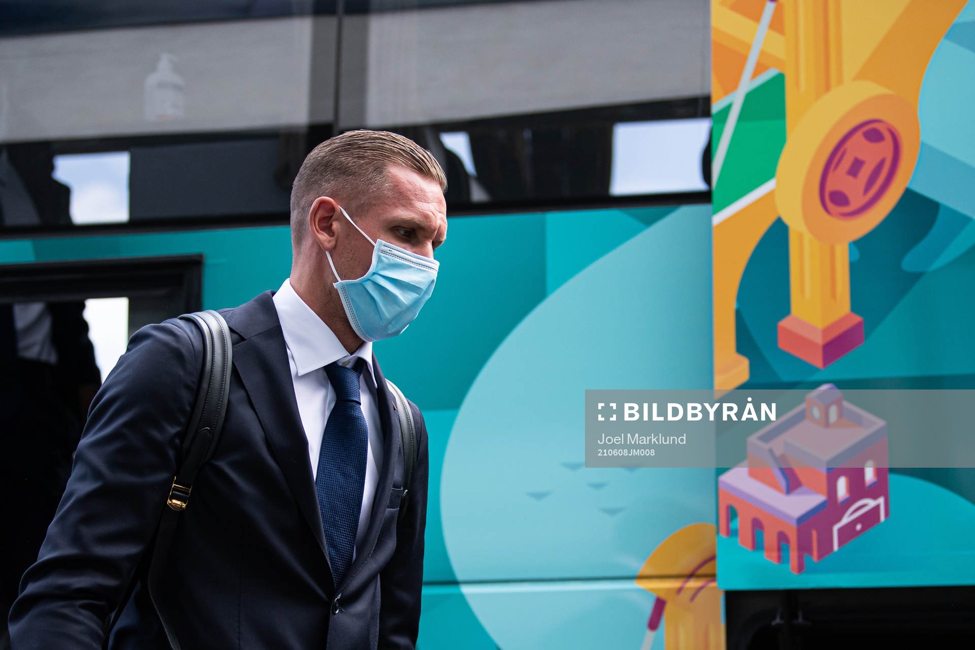 Robin Olsen of the Swedish national football team arrives