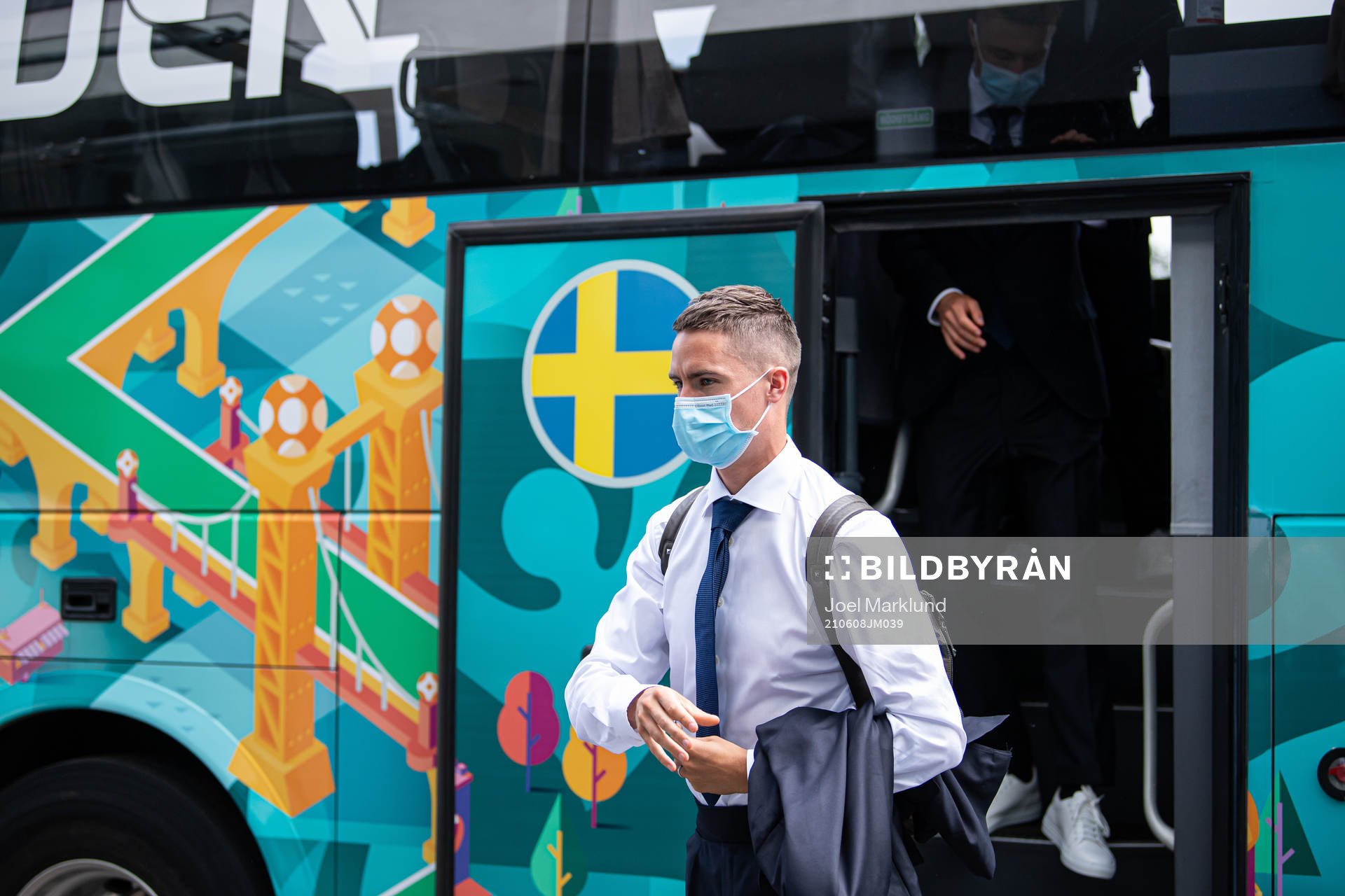 Mikael Lustig of the Swedish national football team arrives
