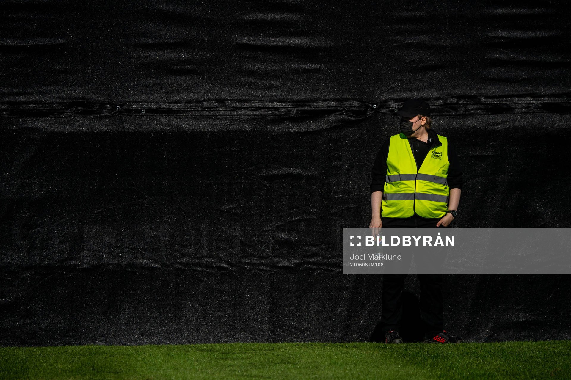 A security guard of the Swedish national football team at a