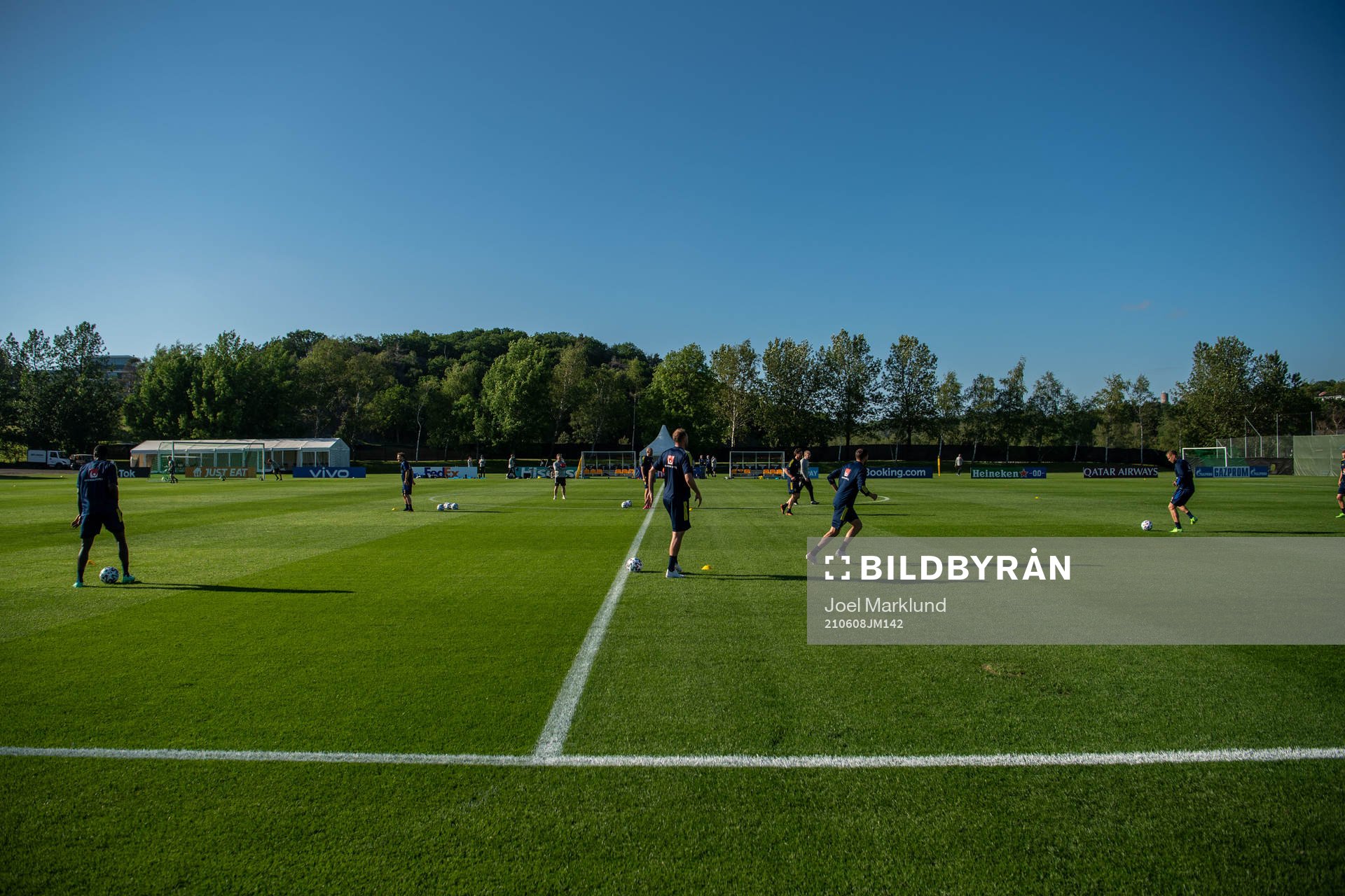 Players of the Swedish national football team at a training