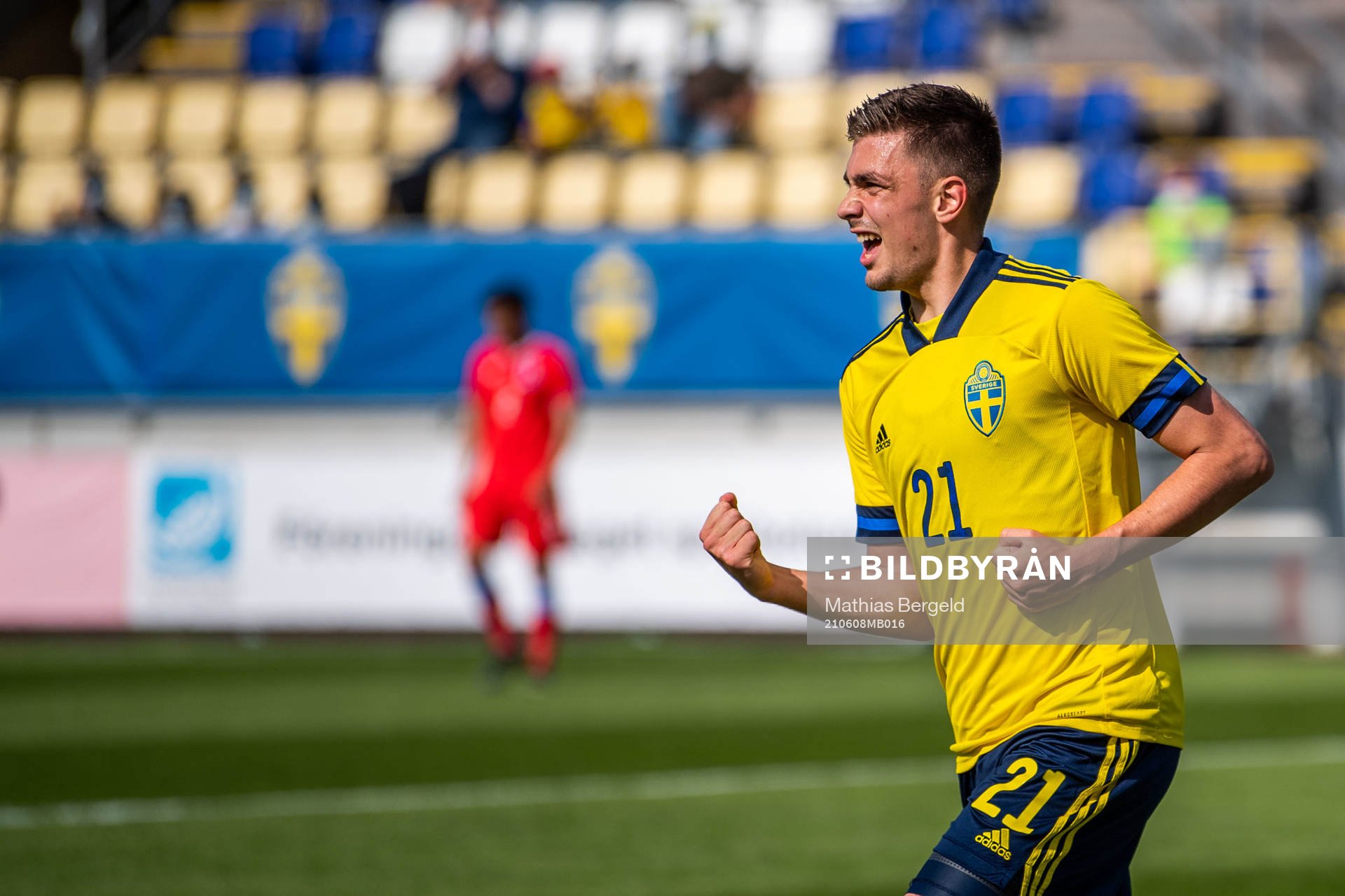 Tim Prica of Sweden celebrates 2-0